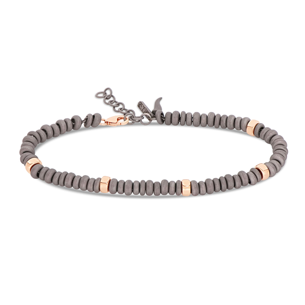 BRACCIALE UOMO CON ANELLINI IN TITANIO E ORO ROSSO 9 KT