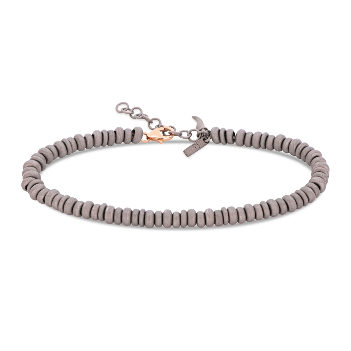BRACCIALE UOMO CON ANELLINI IN TITANIO E ORO ROSSO 9 KT