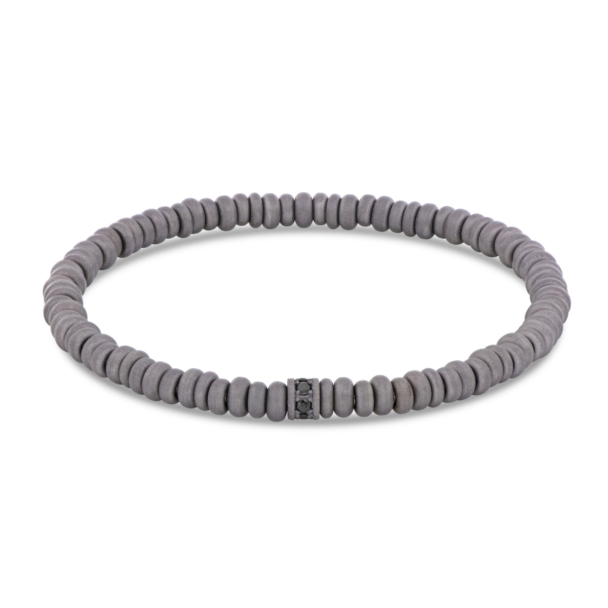 BRACCIALE ELASTICO CON ANELLINI IN TITANIO, RONDELLA CON DIAMANTI BLACK