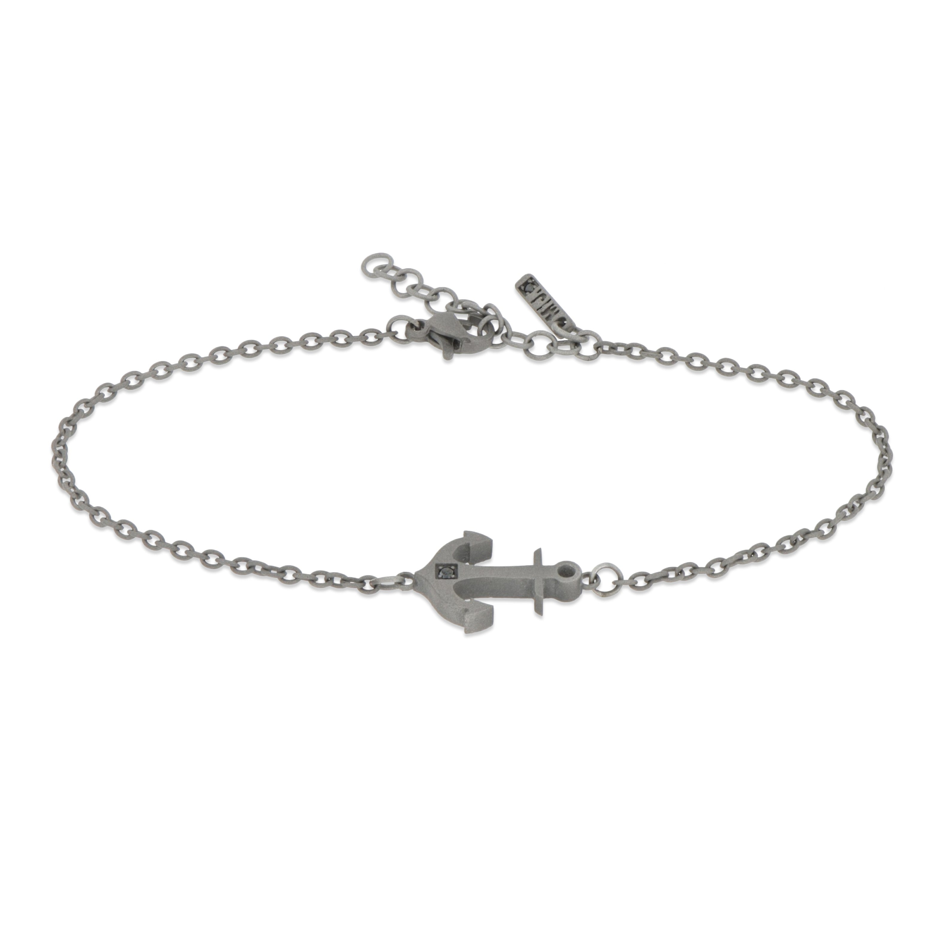 Bracelet IN Titanium with ANCORA and Diamond BLACK