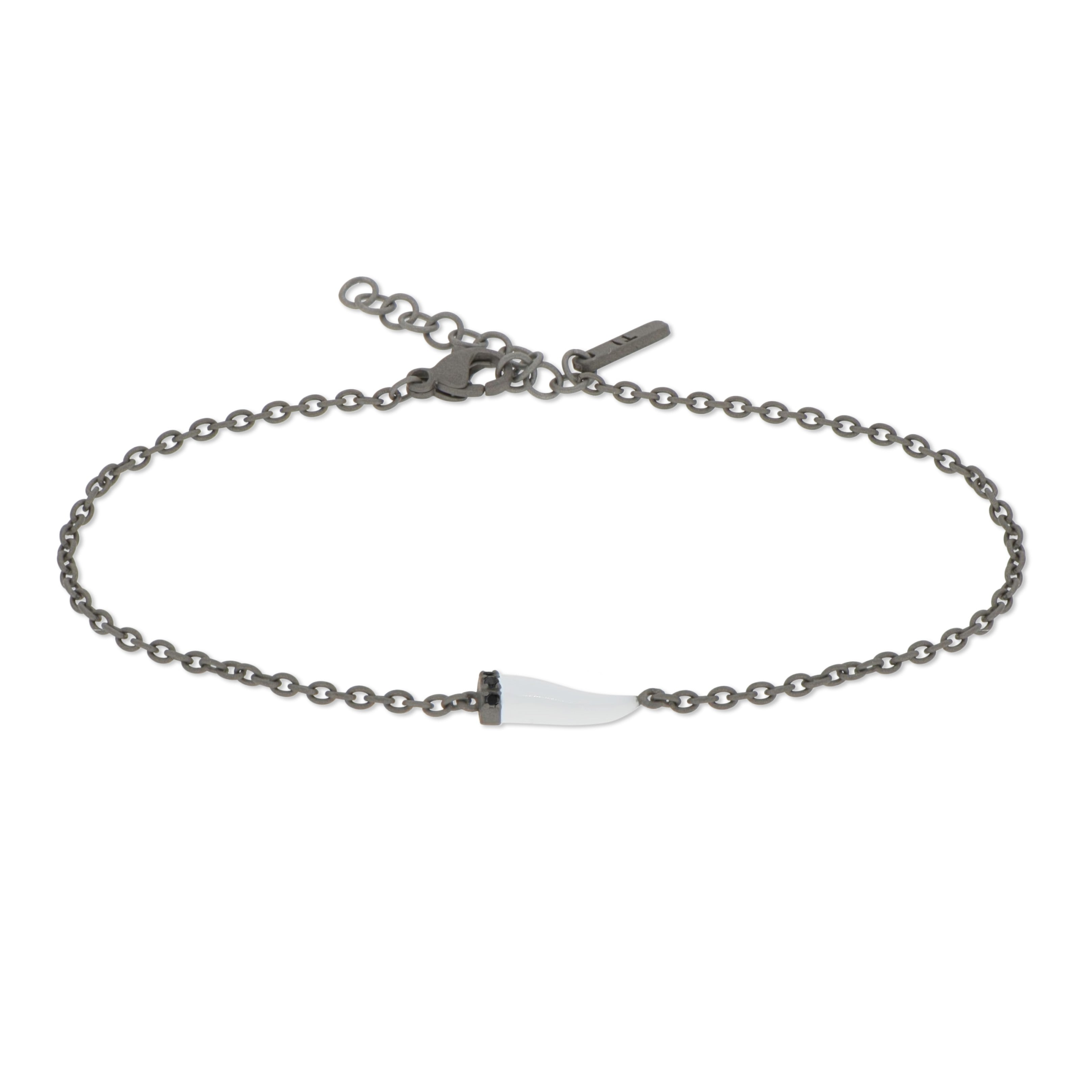BRACCIALE CON CORNETTO MINI SMALTATO BIANCO E DIAMANTI BLACK
