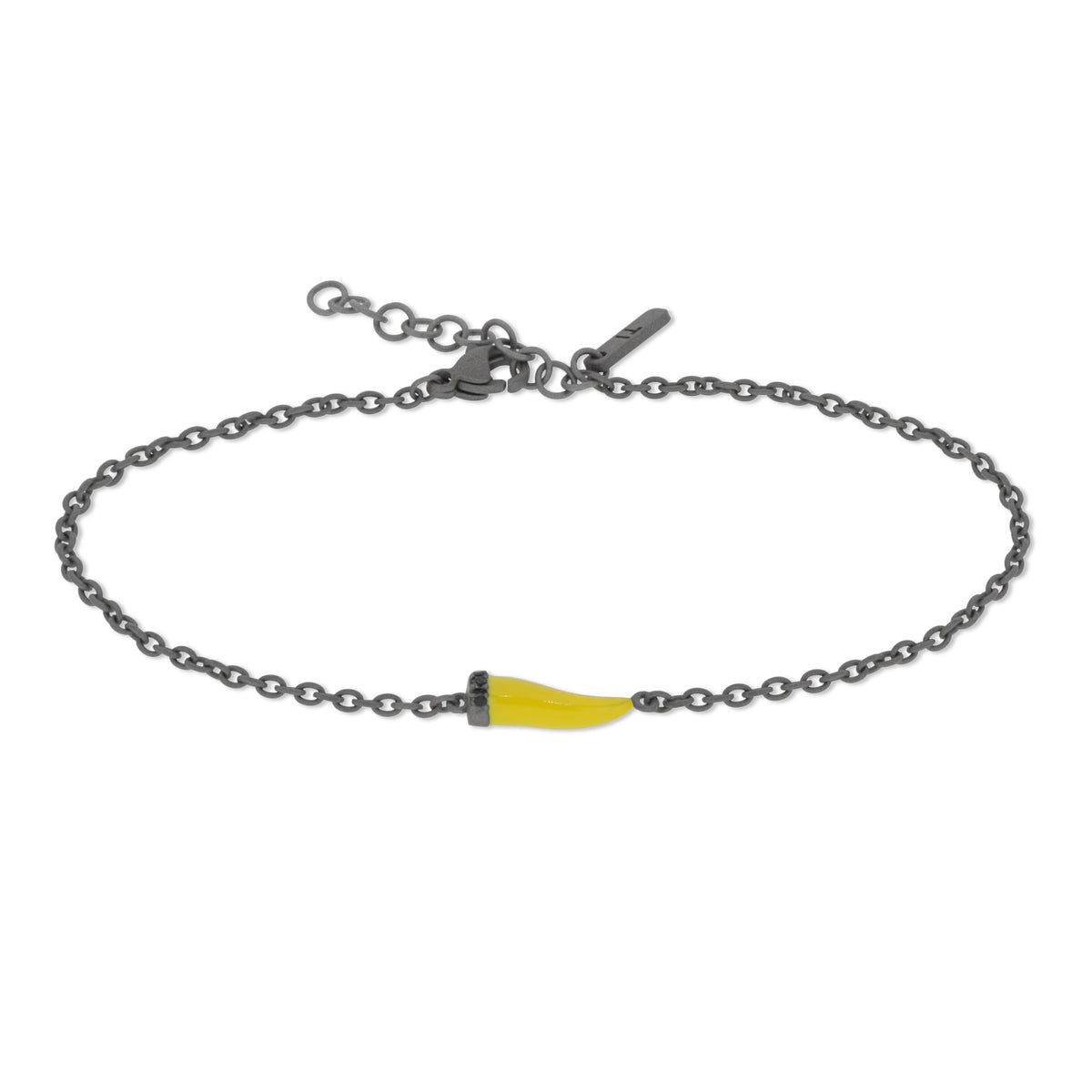 BRACCIALE CON CORNETTO MINI SMALTATO GIALLO E DIAMANTI BLACK
