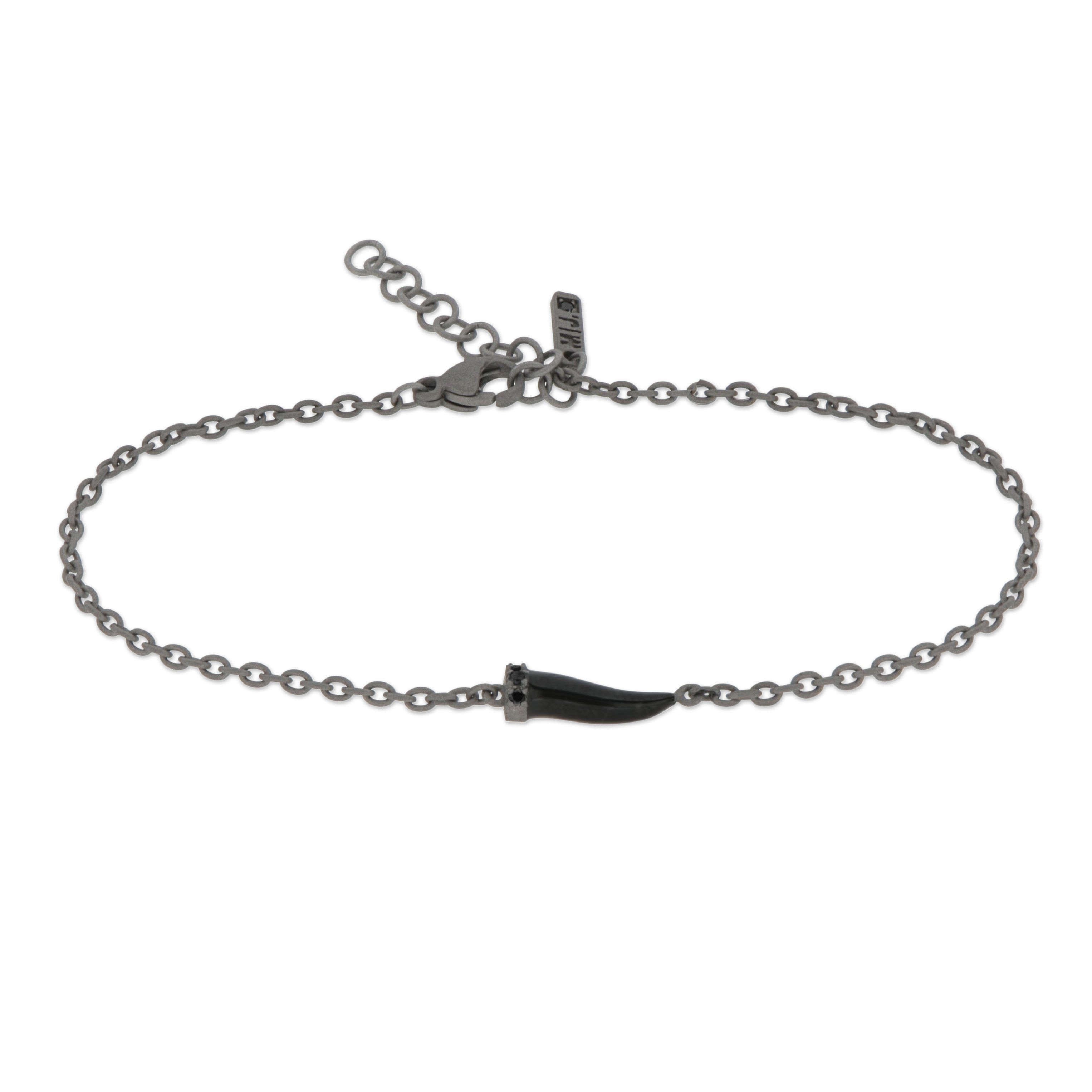 BRACCIALE CON CORNETTO MINI SMALTATO NERO E DIAMANTI BLACK