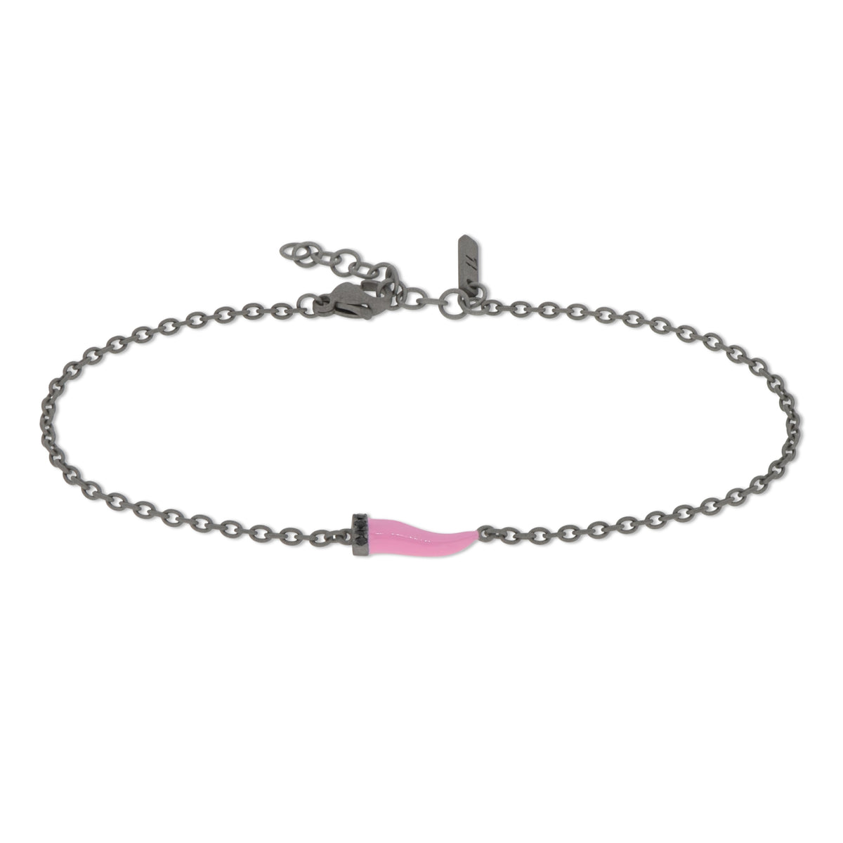 BRACCIALE CON CORNETTO MINI SMALTATO ROSA E DIAMANTI BLACK