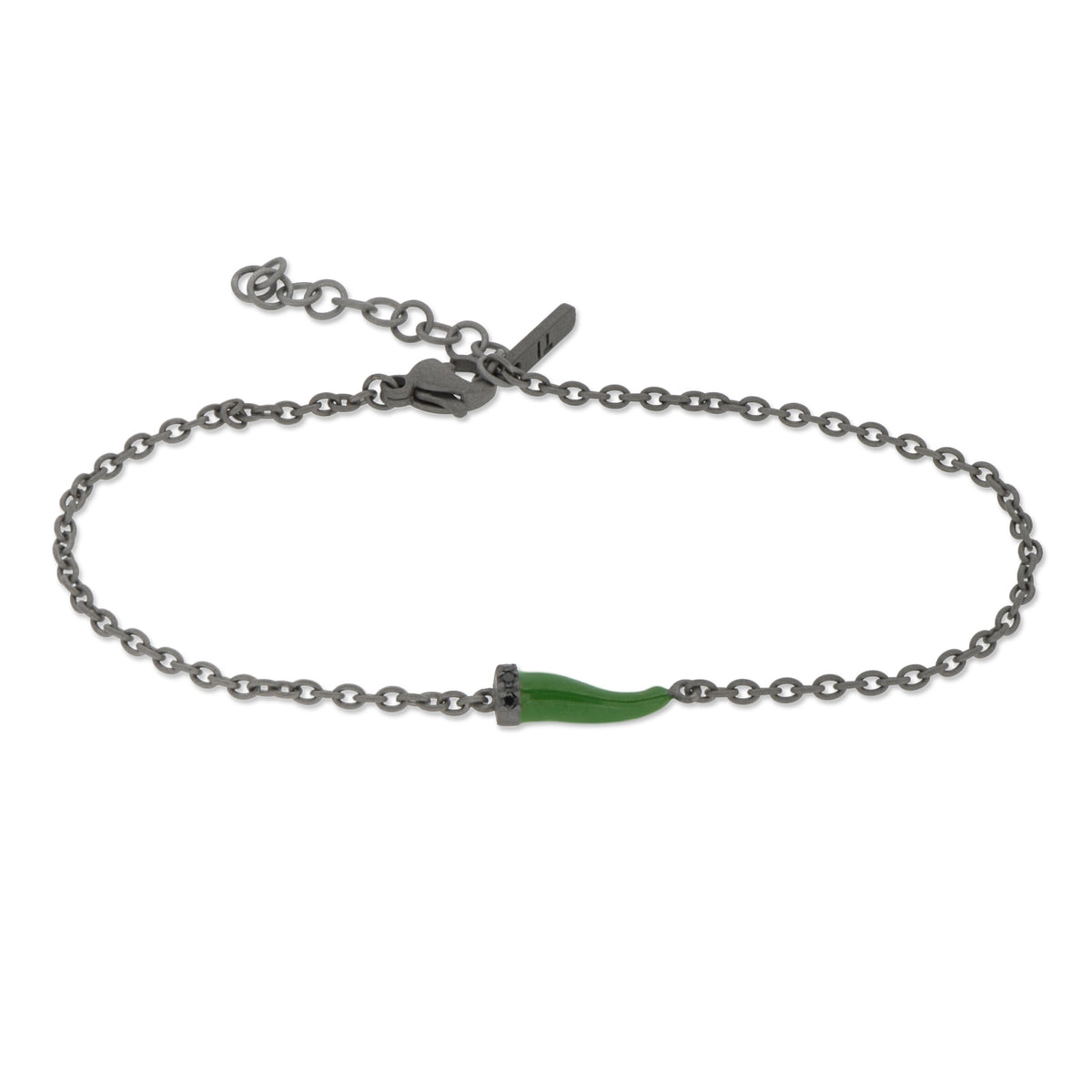 BRACCIALE CON CORNETTO MINI SMALTATO VERDE E DIAMANTI BLACK
