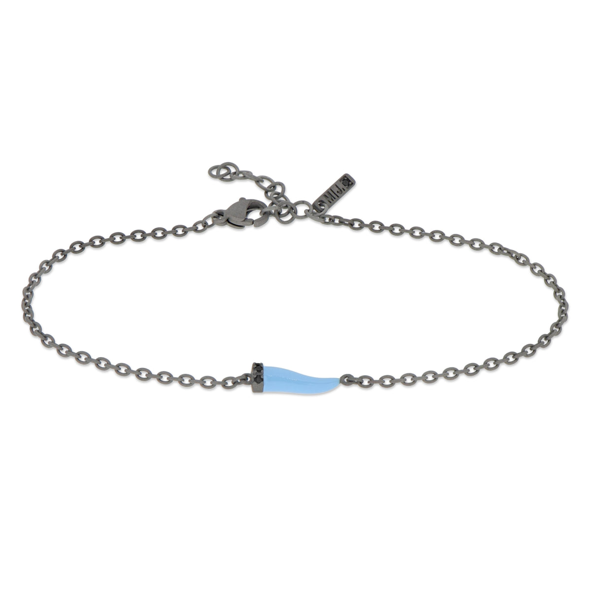 BRACCIALE CON CORNETTO MINI SMALTATO AZZURRO E DIAMANTI BLACK