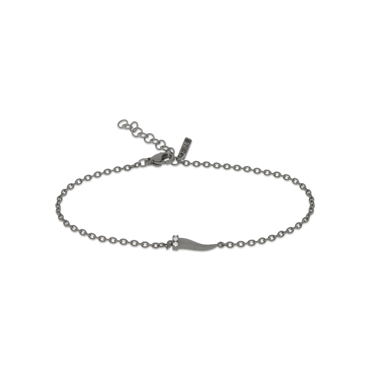 BRACCIALE CON CORNETTO MINI IN TITANIO E DIAMANTI WHITE