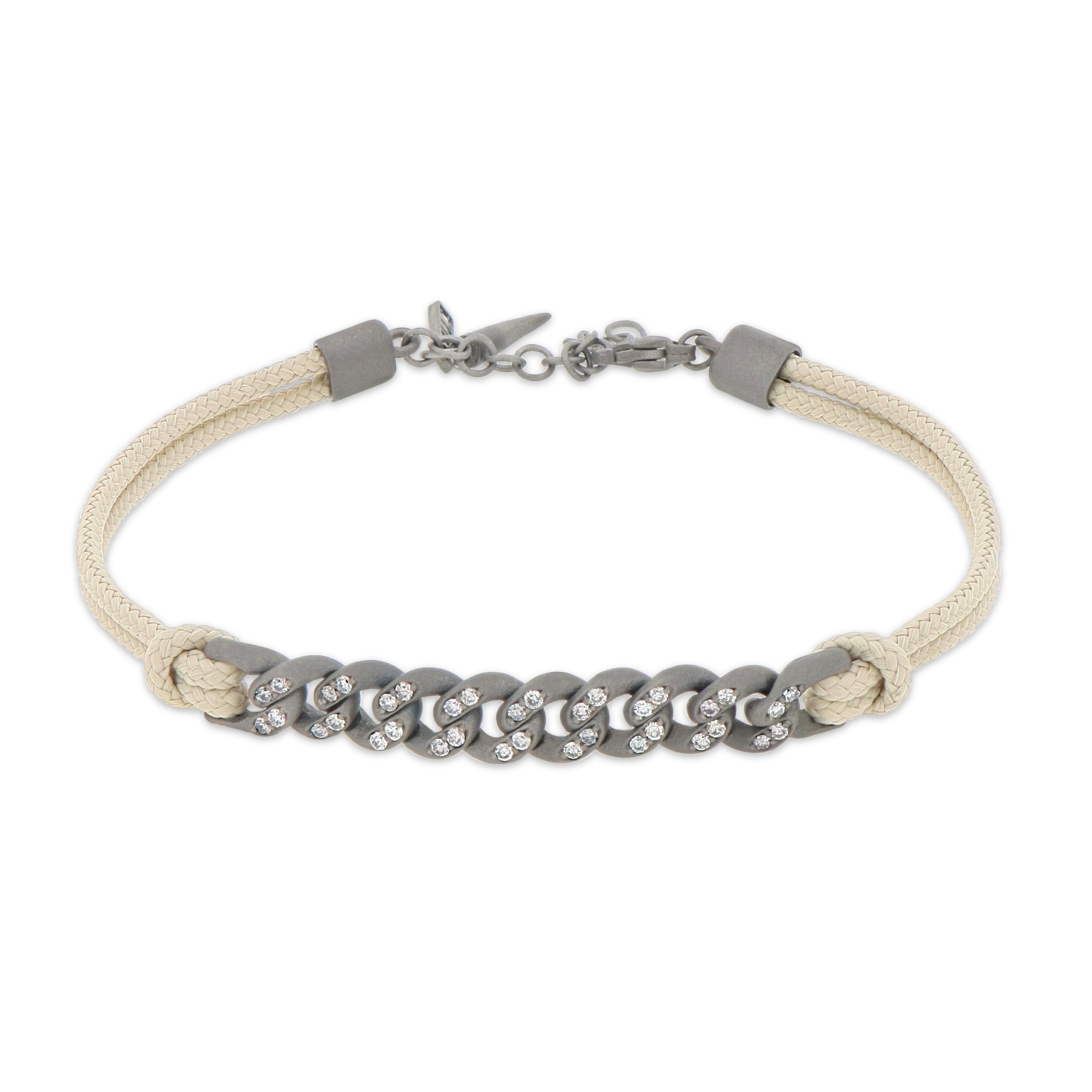 BRACCIALE GROUMETTE NAUTICA IN TITANIO CON DIAMANTI BROWN E LACCIO SABBIA