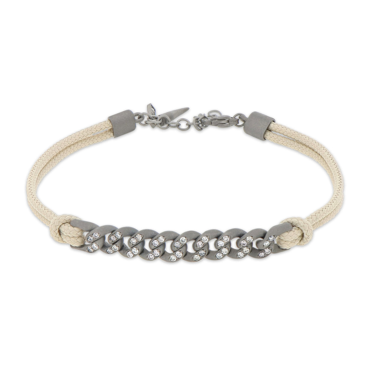BRACCIALE GROUMETTE NAUTICA IN TITANIO CON DIAMANTI BROWN E LACCIO SABBIA