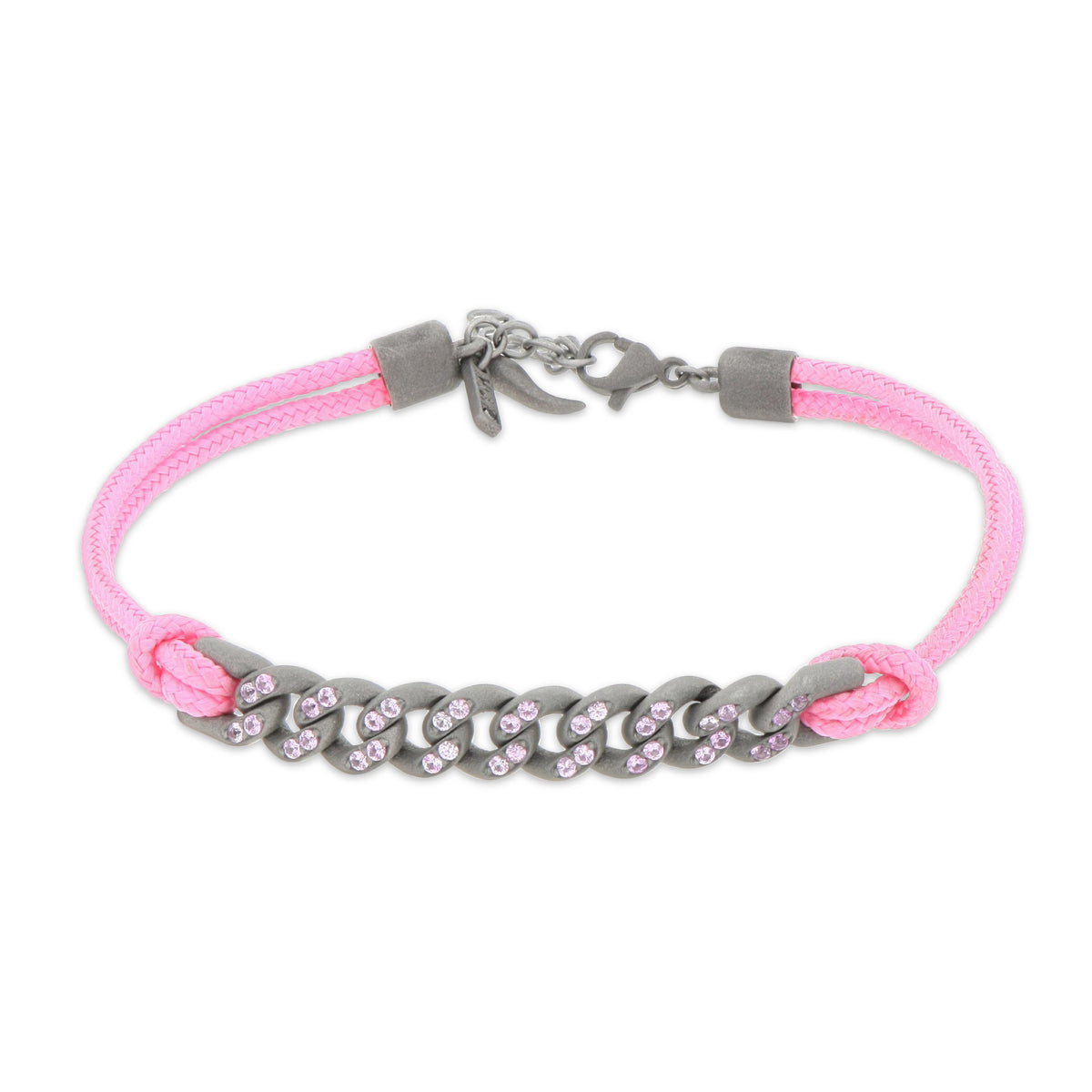 BRACCIALE GROUMETTE NAUTICA IN TITANIO CON ZAFFIRI ROSA E LACCIO ROSA