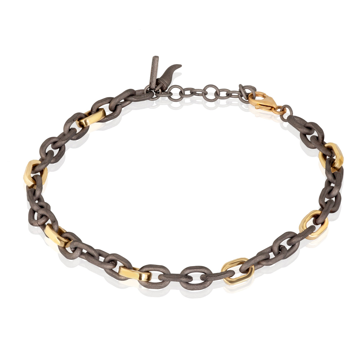 BRACCIALE UOMO CON CATENA IN TITANIO E ORO GIALLO 9 KT