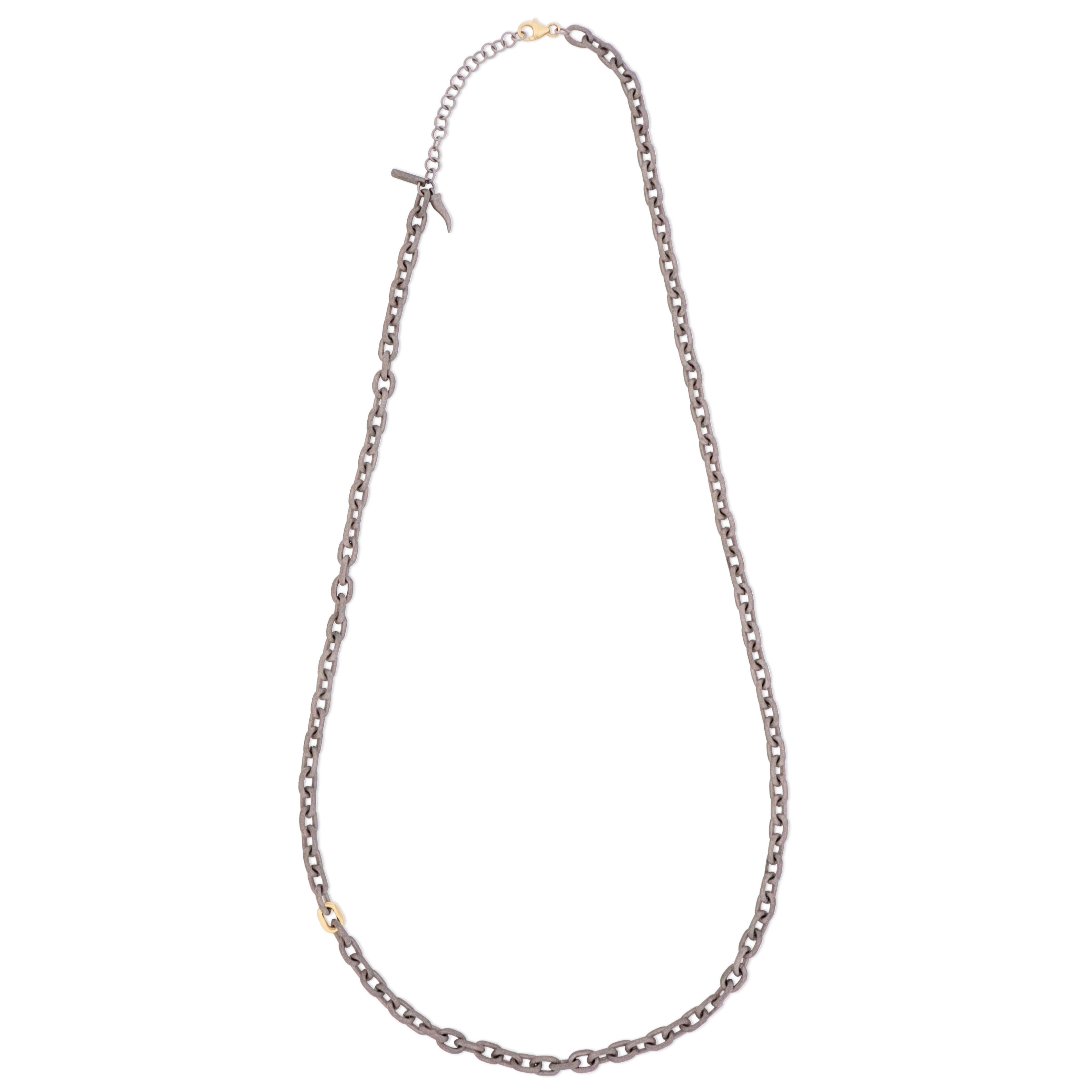 COLLIER HOMME AVEC CHAÎNE EN TITANE, UN MAILLON ET FERMOIR EN OR JAUNE 9 KT