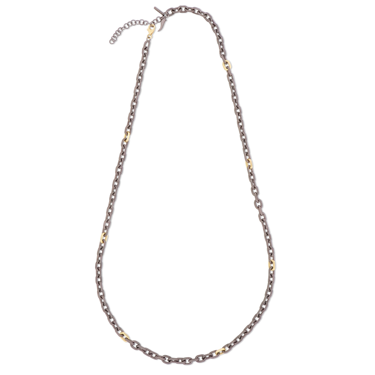 COLLANA UOMO CON CATENA IN TITANIO, SETTE MAGLIE E CHIUSURA IN ORO GIALLO 9 KT