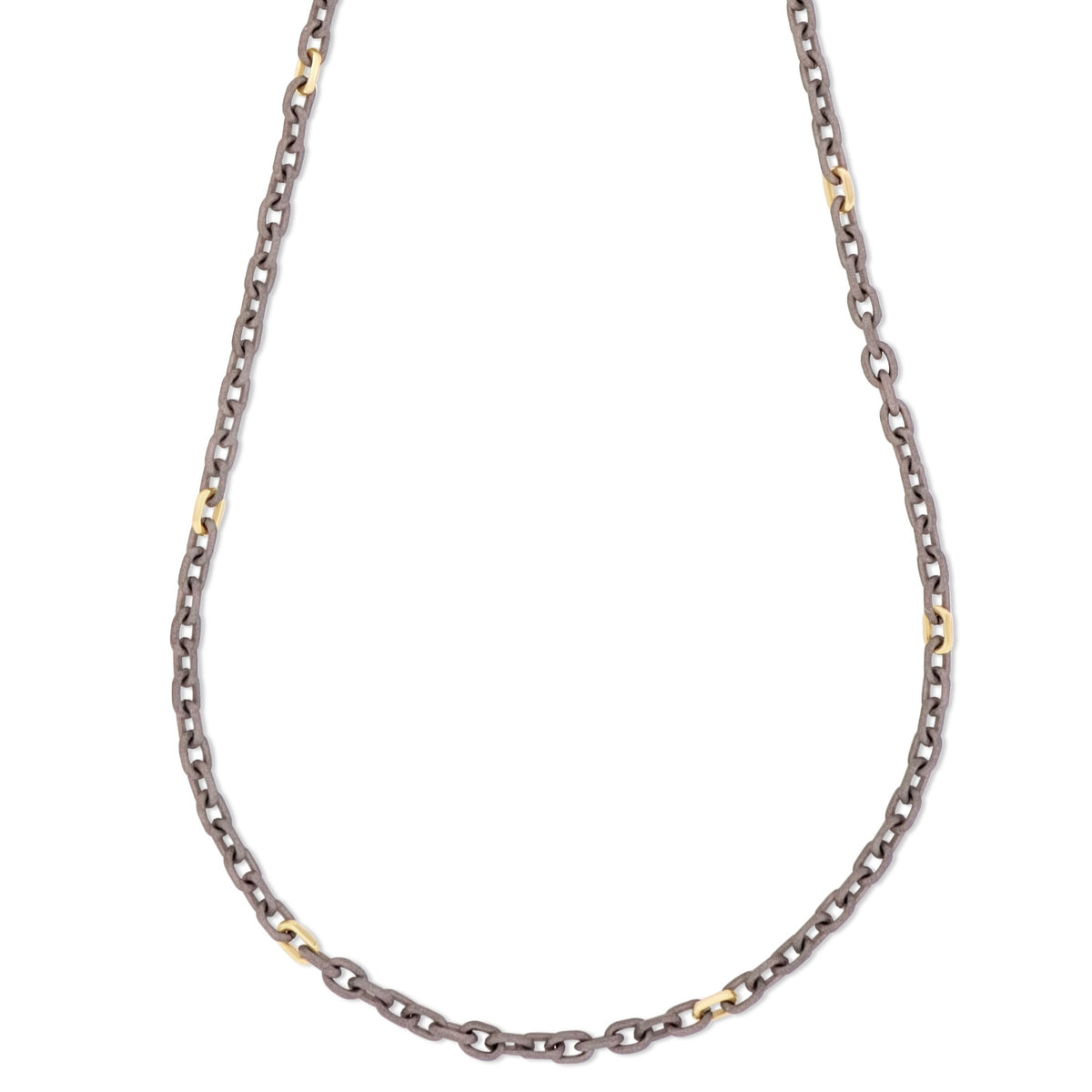 COLLANA UOMO CON CATENA IN TITANIO, SETTE MAGLIE E CHIUSURA IN ORO GIALLO 9 KT