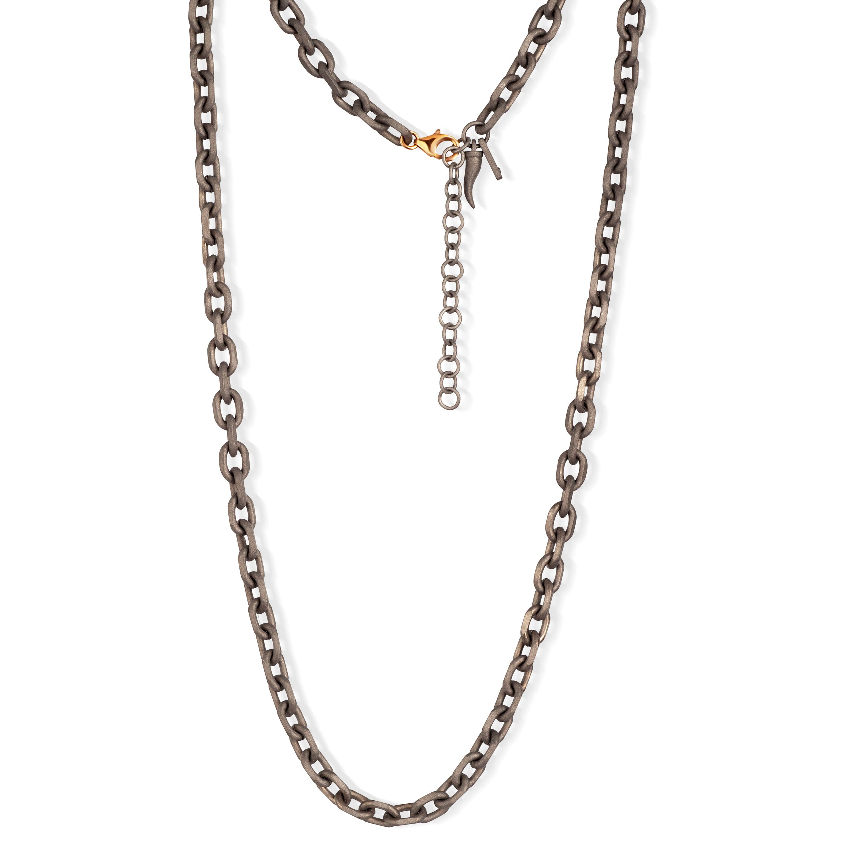 COLLANA UOMO CON CATENA IN TITANIO E CHIUSURA IN ORO ROSSO 9 KT