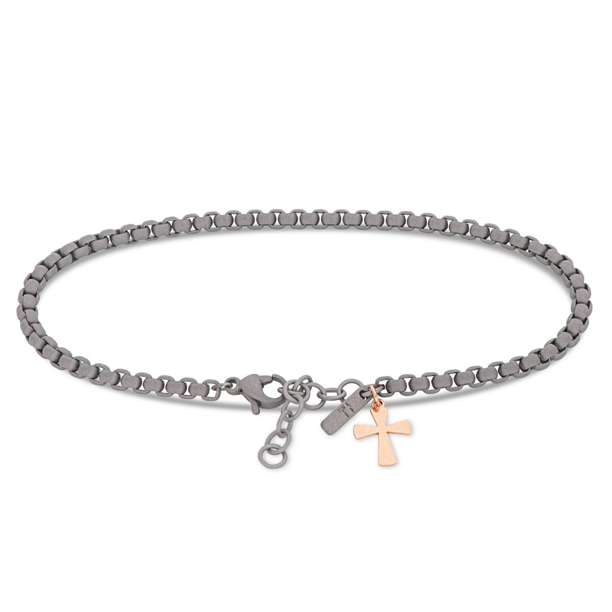 BRACCIALE UOMO SCOOBYDOO IN TITANIO CON CROCE IN ORO ROSSO 9 KT