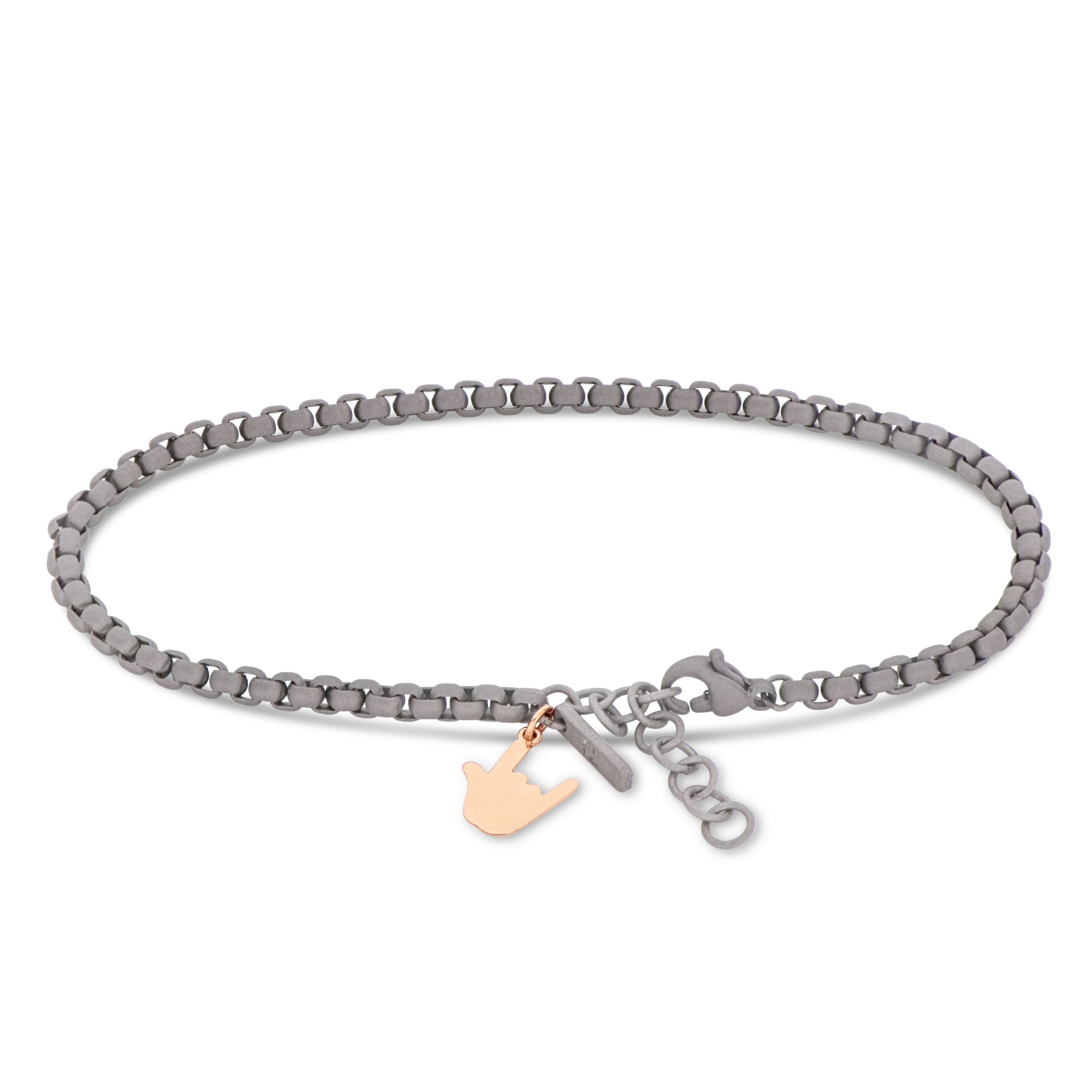 BRACCIALE UOMO SCOOBYDOO IN TITANIO CON SIMBOLO ROCK IN ORO ROSSO 9 KT