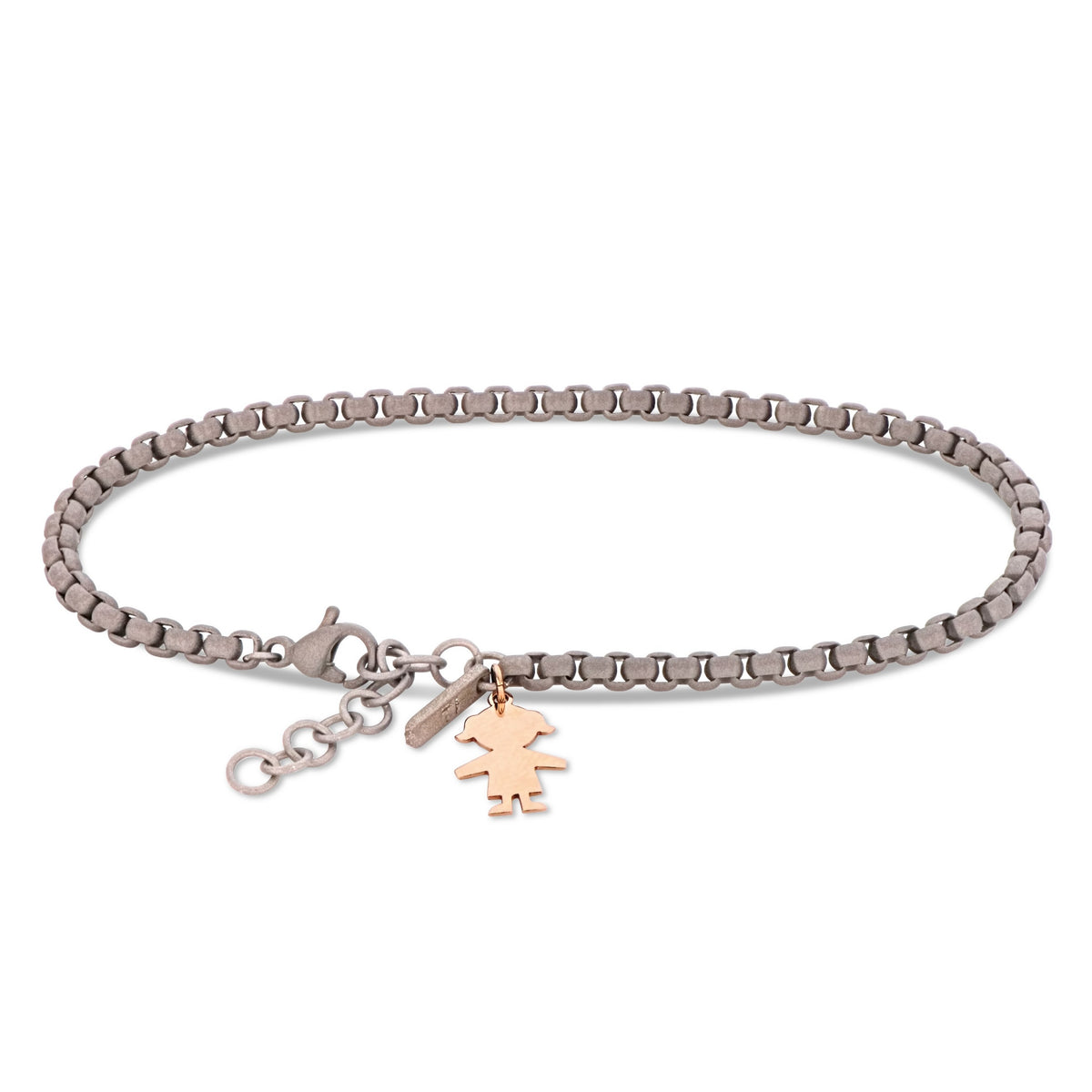 BRACCIALE UOMO SCOOBYDOO IN TITANIO CON BIMBA IN ORO ROSSO 9 KT