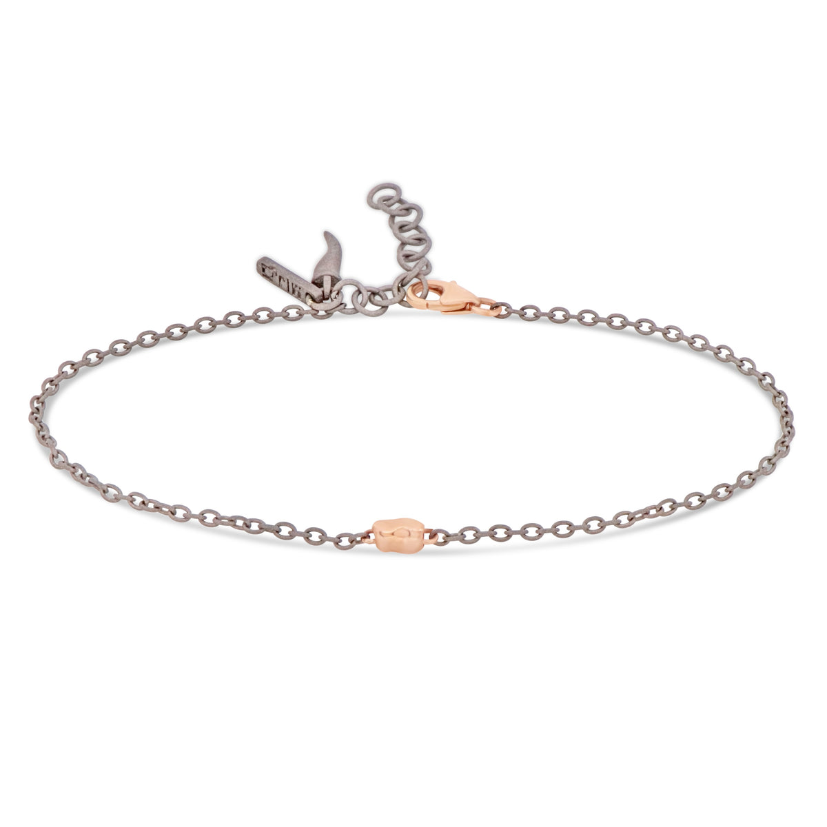 BRACCIALE UOMO IN TITANIO CON SASSO E MOSCHETTONE IN ORO ROSSO 9 KT