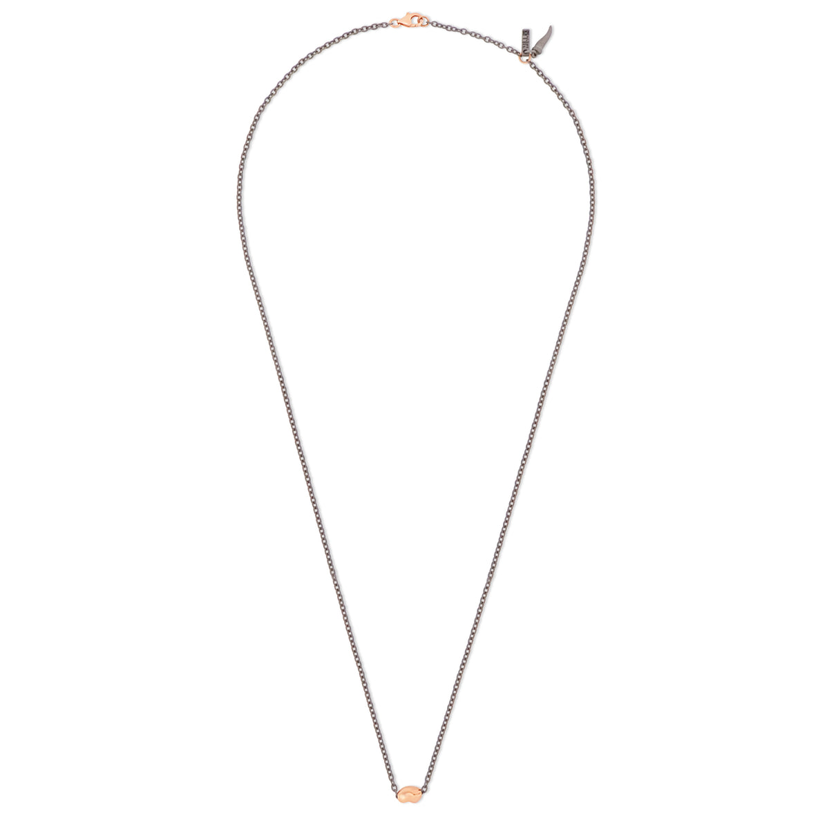 COLLANA UOMO IN TITANIO CON SASSO E MOSCHETTONE IN ORO ROSSO 9 KT