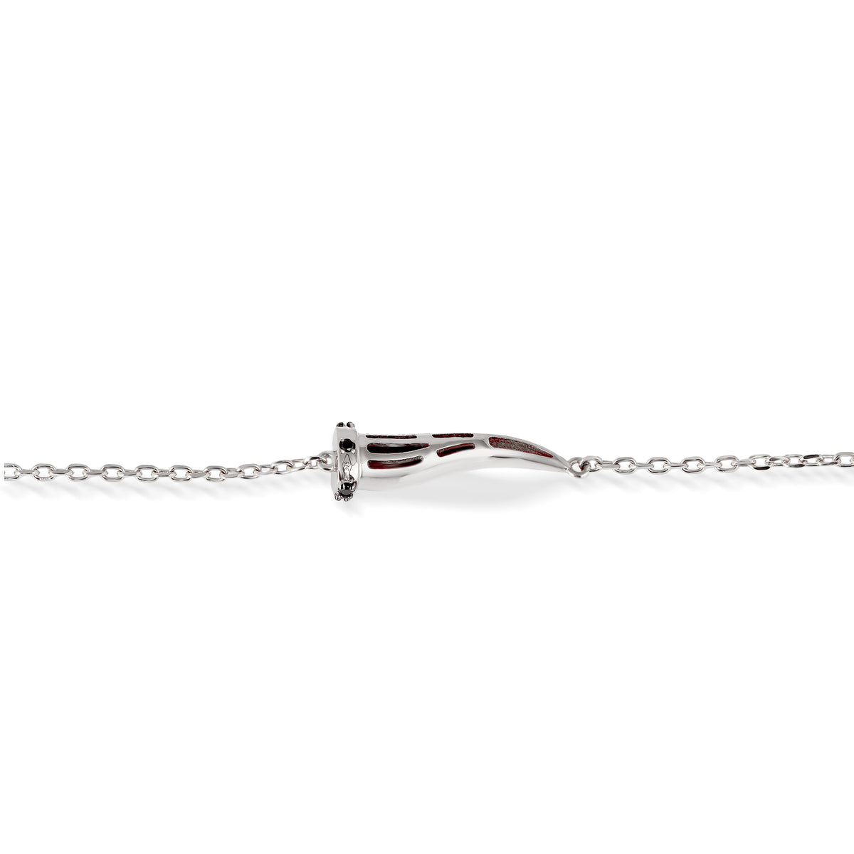 BRACCIALE CON CORNETTO IN ORO BIANCO 9KT E DIAMANTI BLACK.