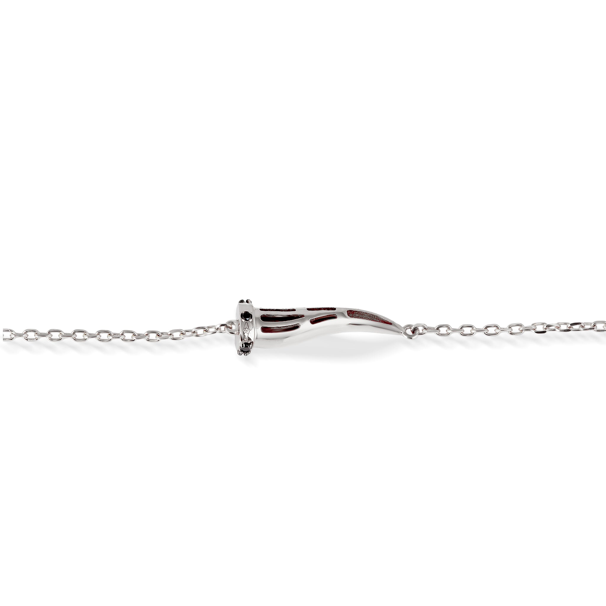 BRACCIALE CON CORNETTO IN ORO BIANCO 9KT E DIAMANTI BLACK.