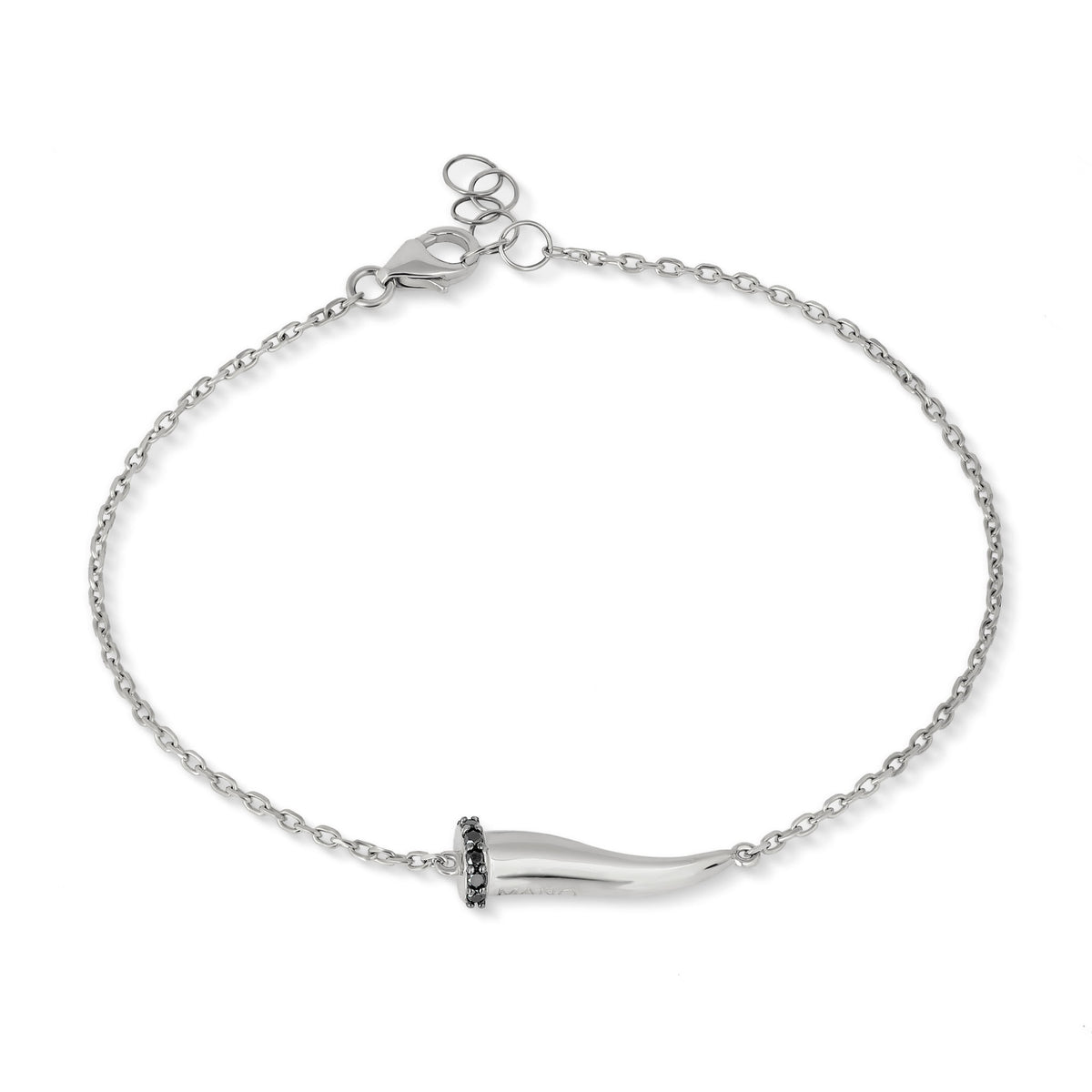BRACCIALE CON CORNETTO IN ORO BIANCO 9KT E DIAMANTI BLACK.