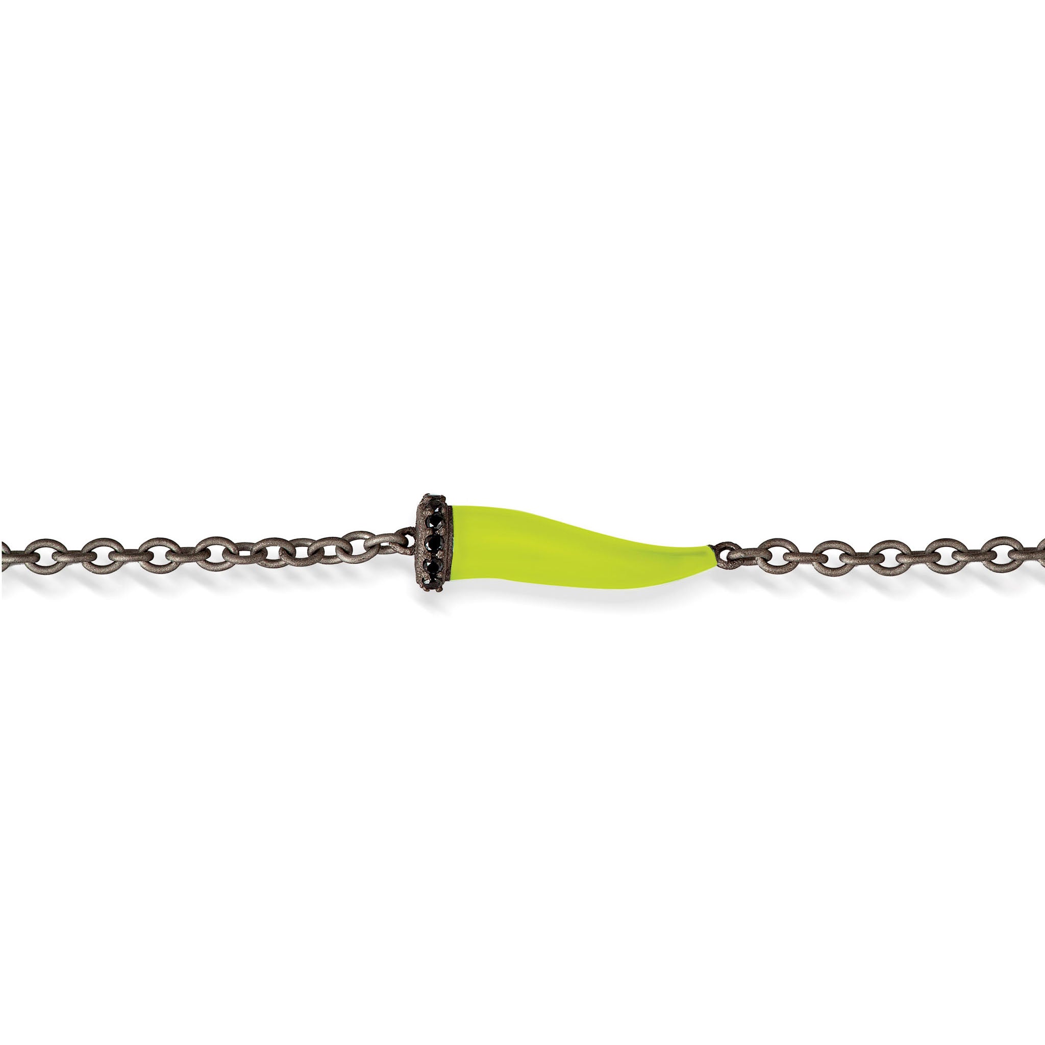 Bracelet CHARMS with CORNETTO SMALTATO Yellow FLUO IN Titanium, 5 BLACK and CATENA