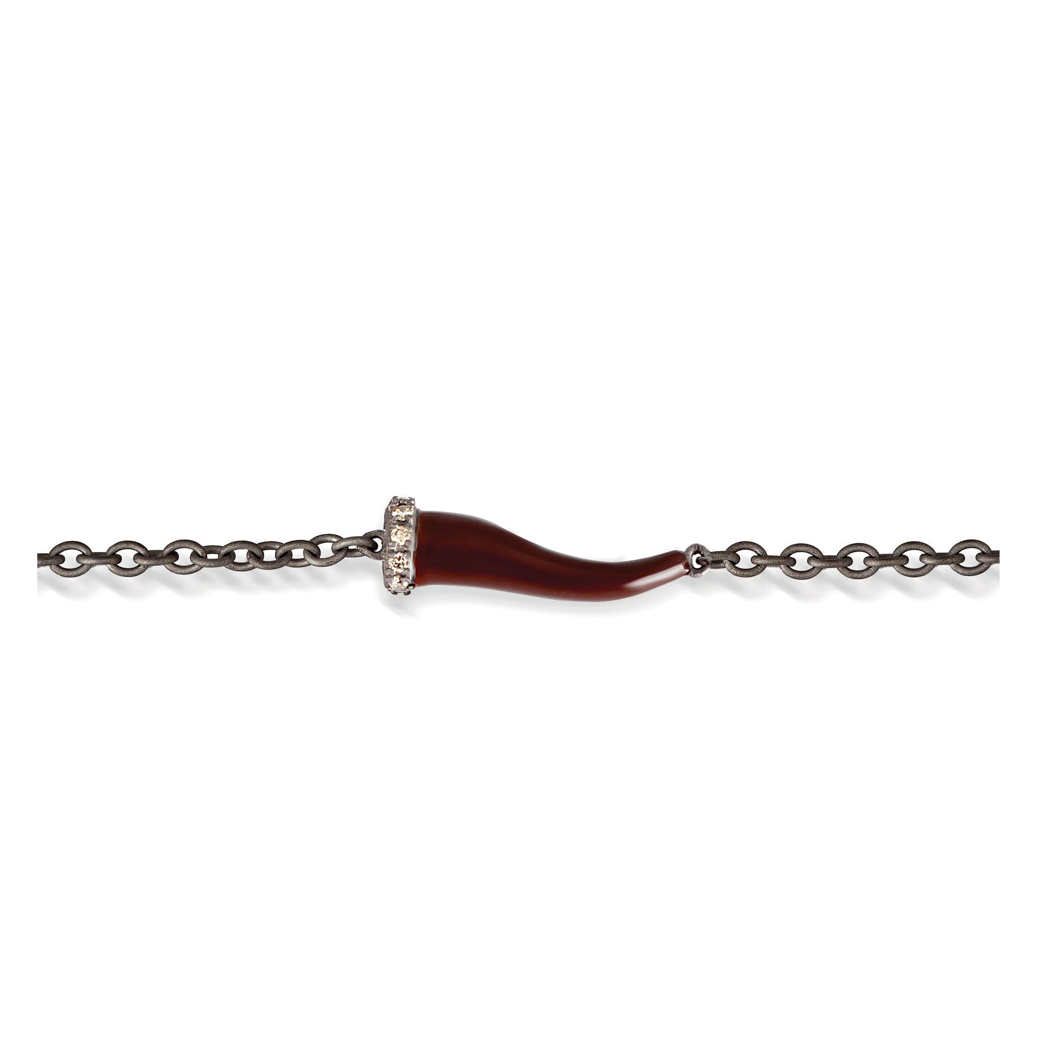 Bracelet CHARMS with CORNETTO SMALTATO MOCHA IN Titanium, 5 BROWN and CATENA