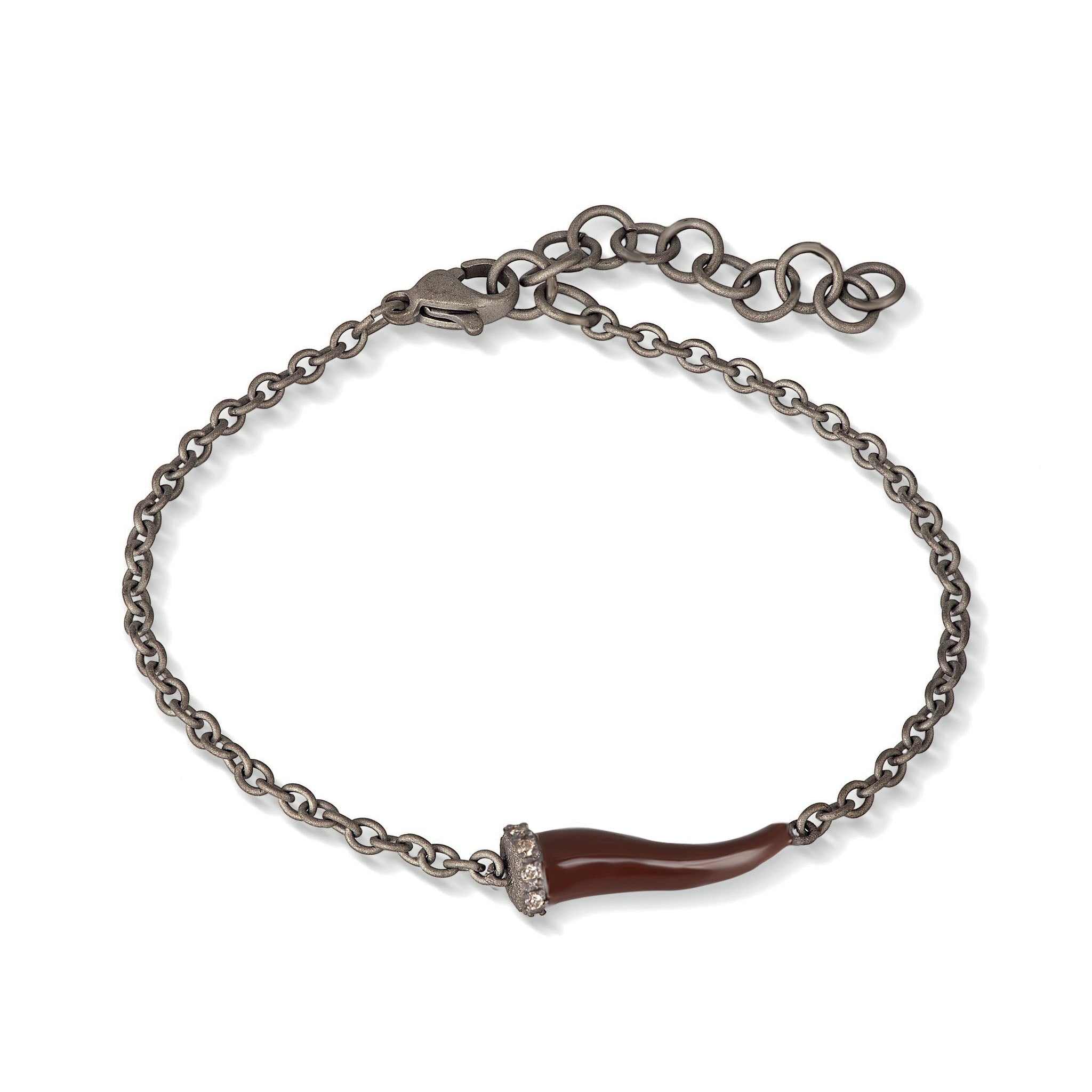 Bracelet CHARMS with CORNETTO SMALTATO MOCHA IN Titanium, 5 BROWN and CATENA