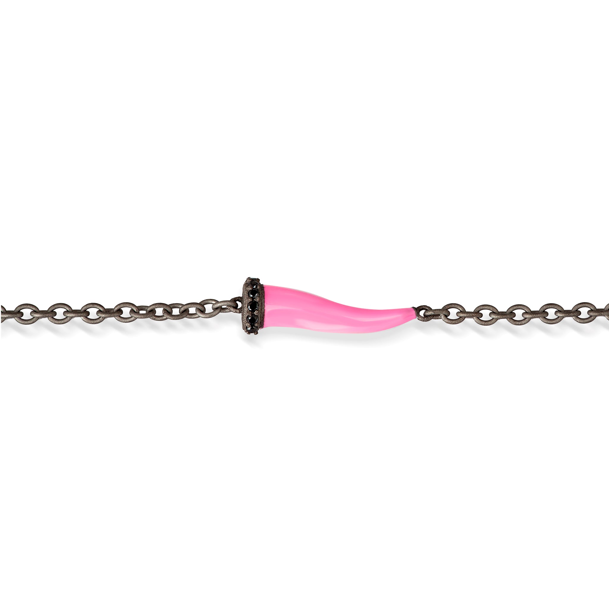 Bracelet CHARMS with CORNETTO SMALTATO Rose IN Titanium, 5 BLACK and CATENA