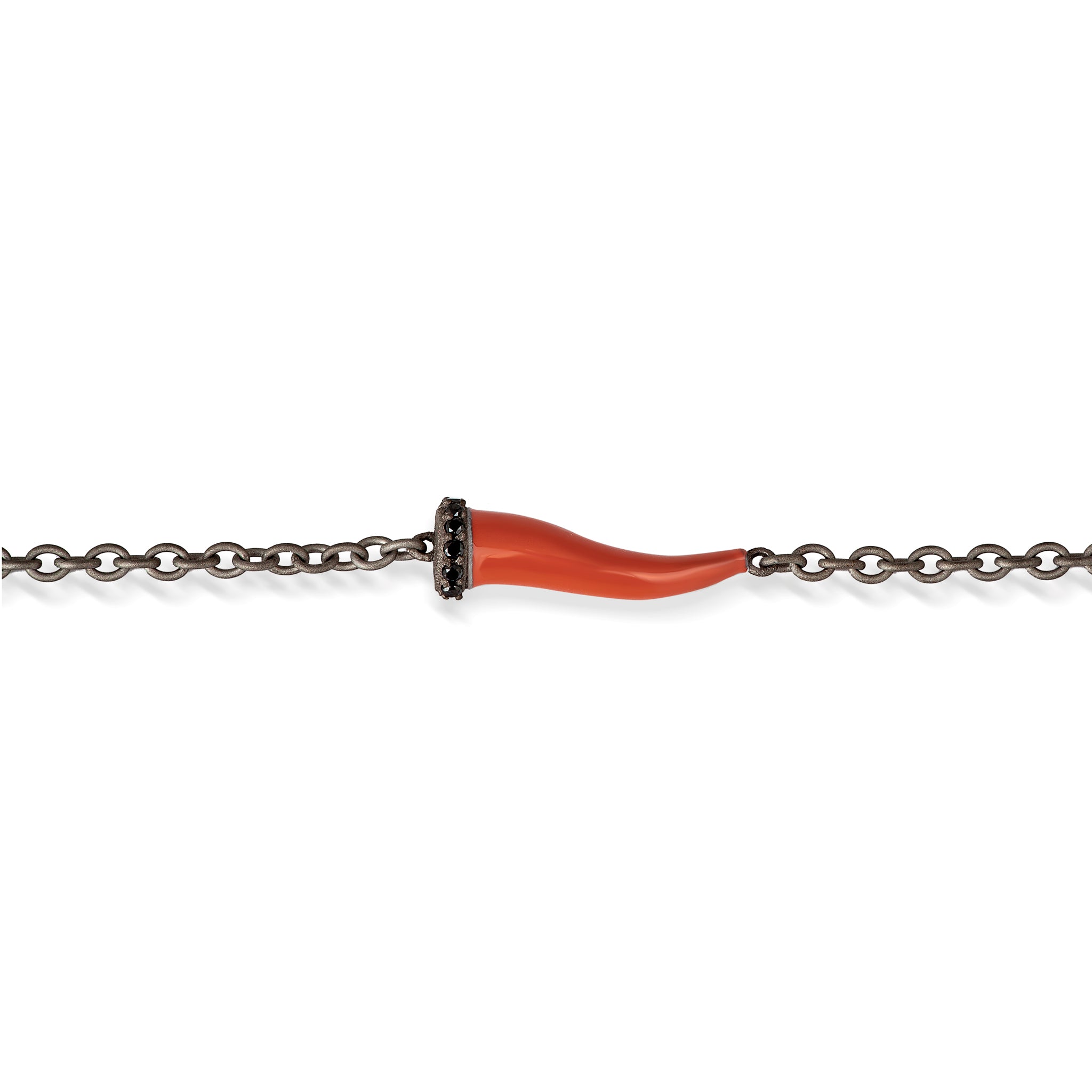 Bracelet CHARMS with CORNETTO SMALTATO ROSSO IN Titanium, 5 BLACK and CATENA