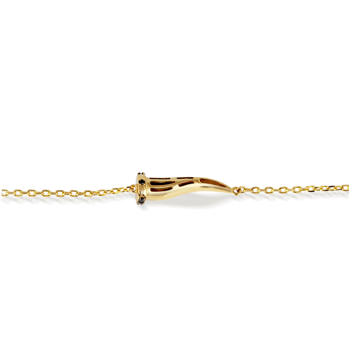 BRACCIALE CHARMS CON CORNETTO IN ORO GIALLO 9KT E DIAMANTI BLACK