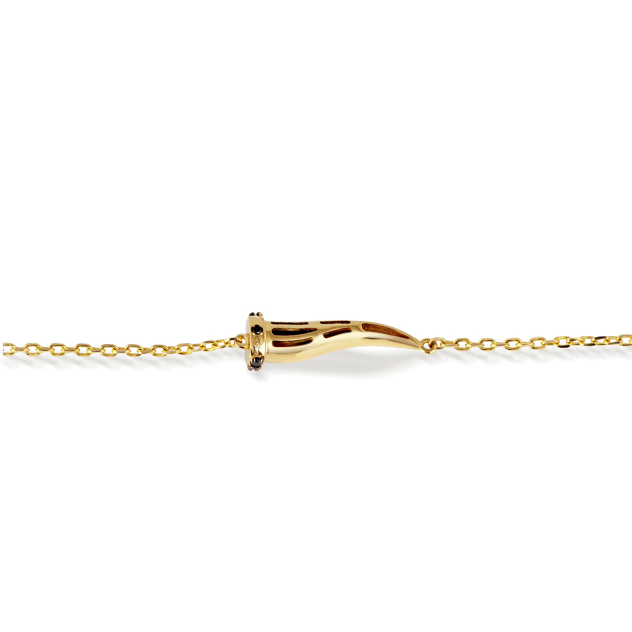 BRACCIALE CHARMS CON CORNETTO IN ORO GIALLO 9KT E DIAMANTI BLACK