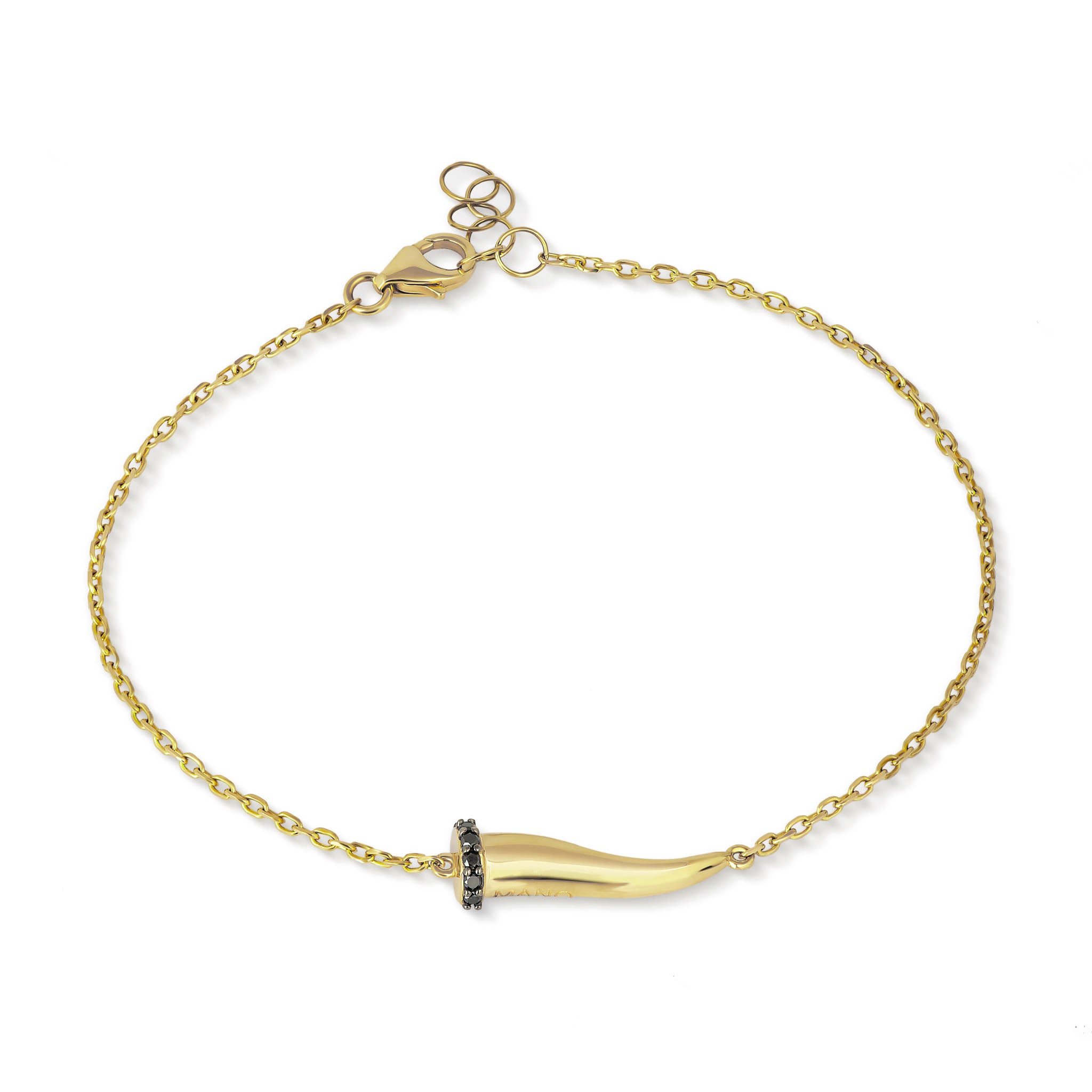 BRACCIALE CHARMS CON CORNETTO IN ORO GIALLO 9KT E DIAMANTI BLACK