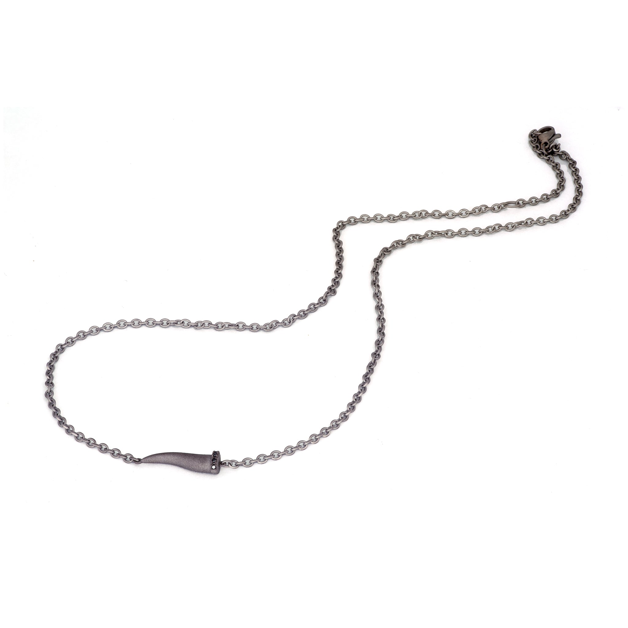 Necklace LINEA CHARMS with CORNETTO IN Titanium, 5 Diamonds BLACK and CATENA