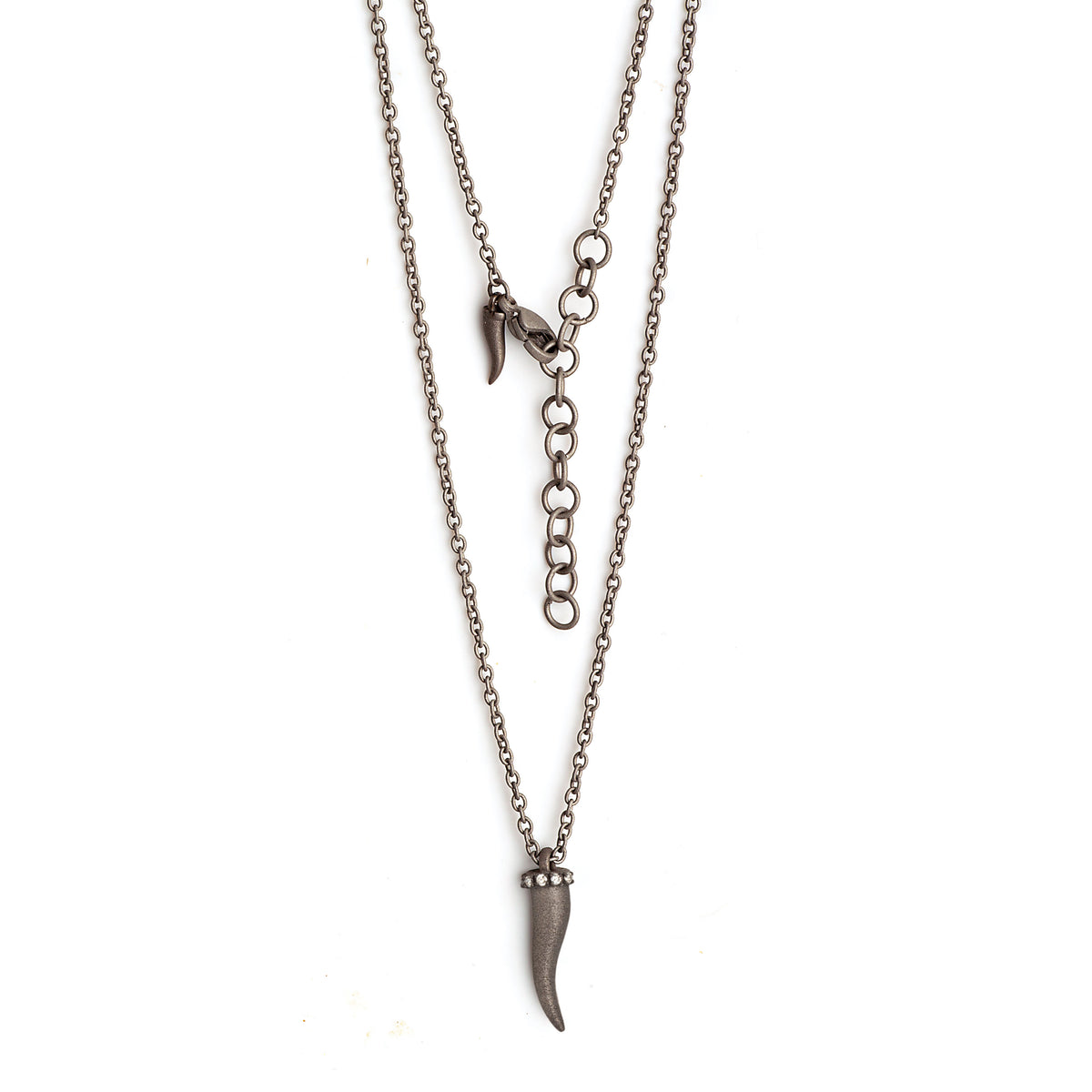 COLLANA LINEA CHARMS CON CORNETTO IN TITANIO, 5 DIAMANTI WHITE E CATENA