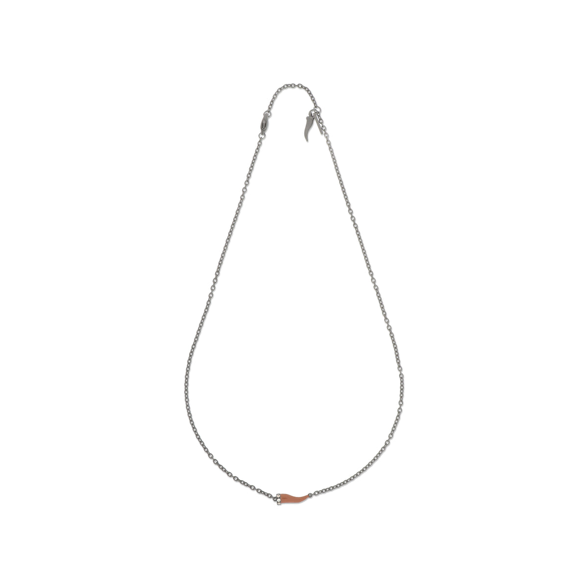 COLLANA CON CORNETTO PICCOLO IN TITANIO SMALTATO MOCHA MOUSSE CON 3 DIAMANTI BROWN