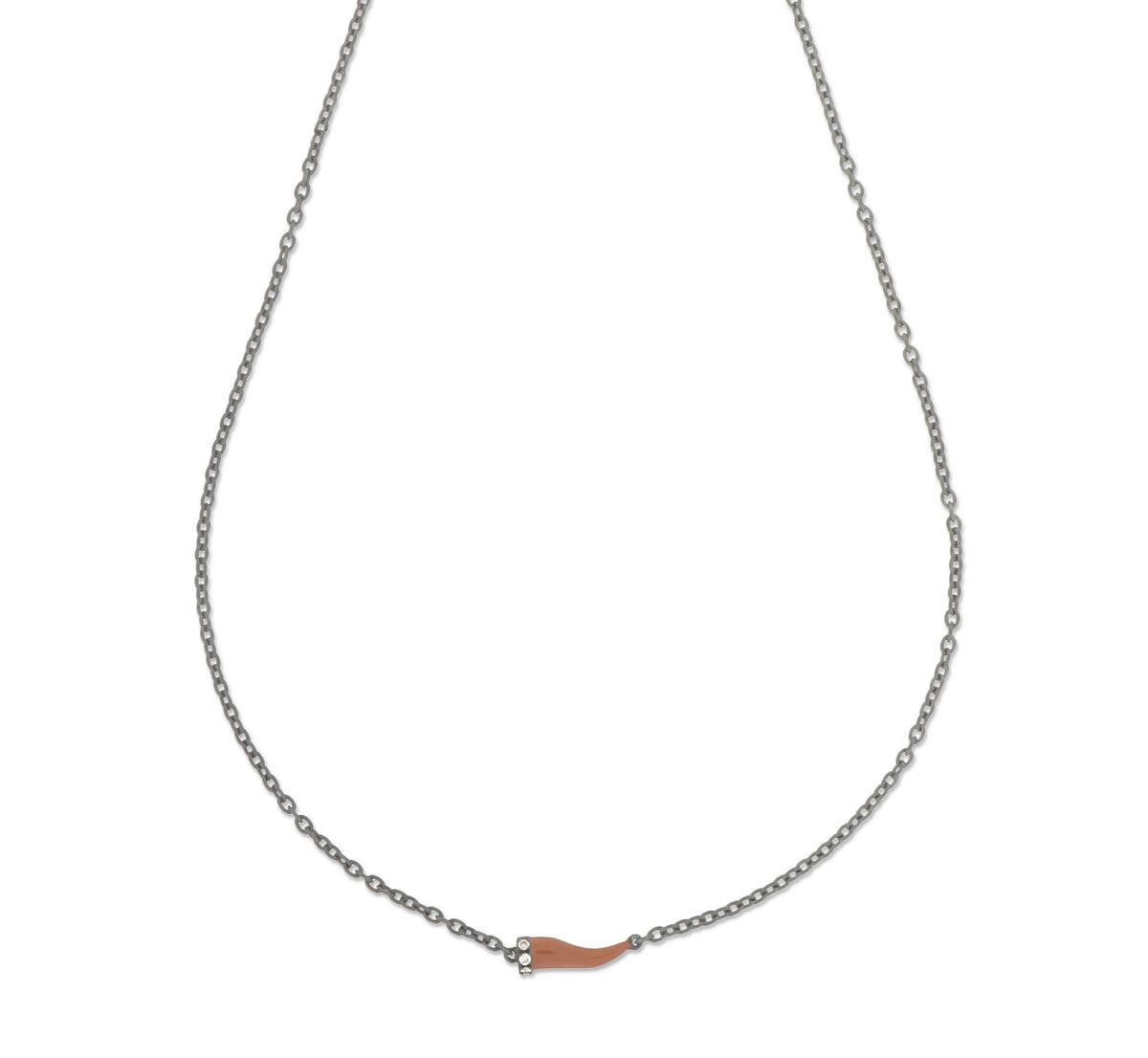 COLLANA CON CORNETTO PICCOLO IN TITANIO SMALTATO MOCHA MOUSSE CON 3 DIAMANTI BROWN