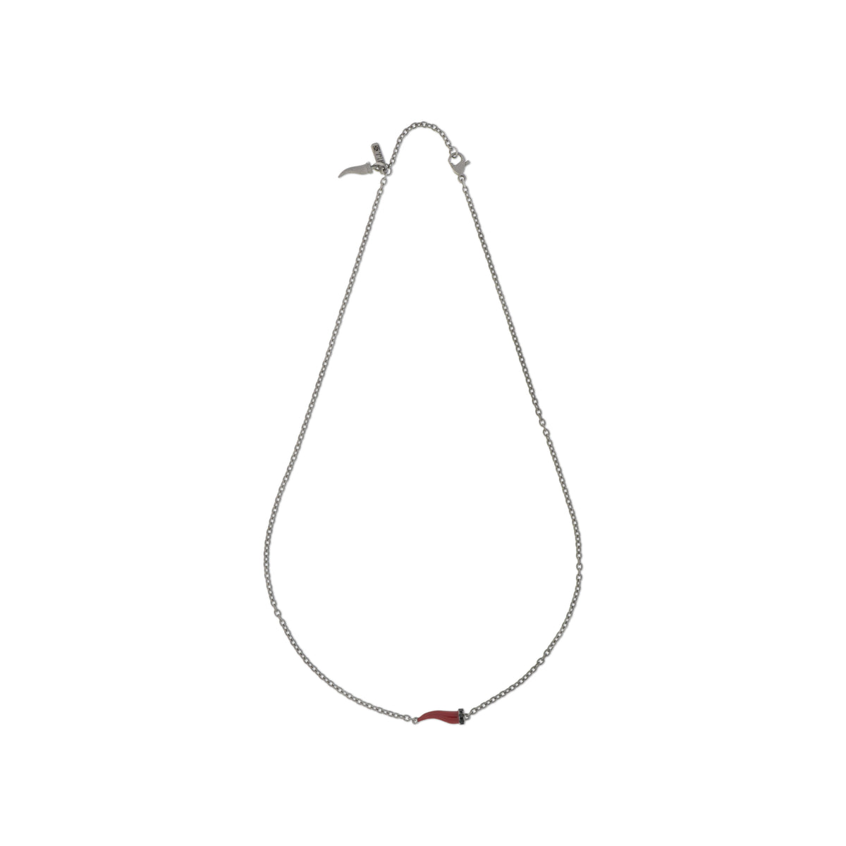 COLLANA CON CORNETTO PICCOLO IN TITANIO SMALTATO BORDEAUX CON 3 DIAMANTI BLACK