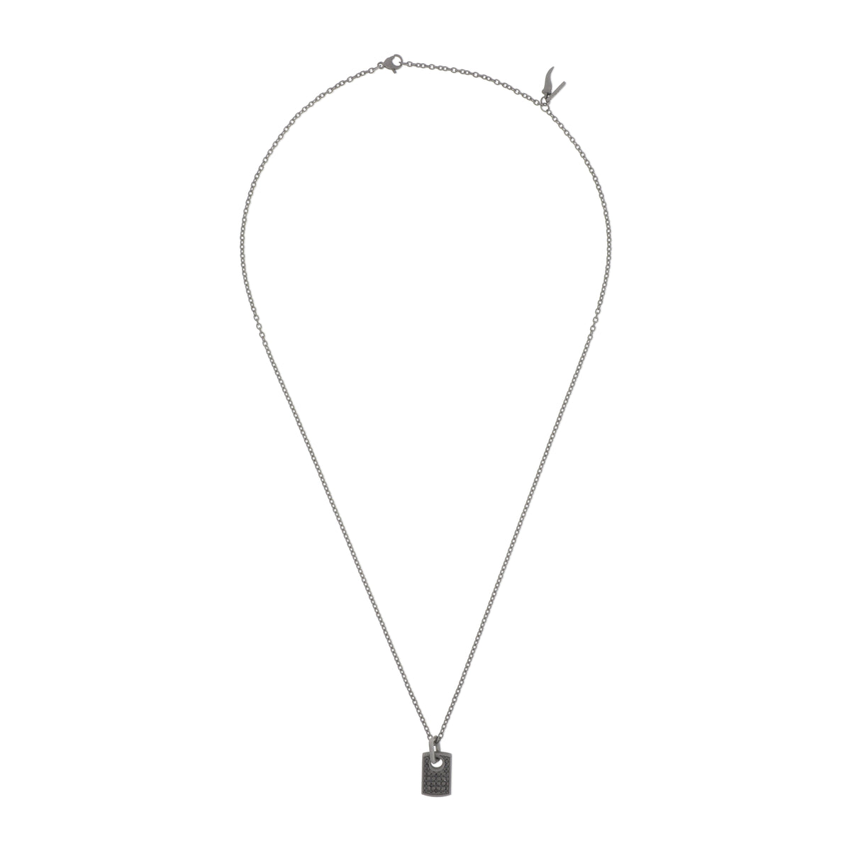 COLLANA TITANIO CON TARGHETTA E 26 DIAMANTI BLACK