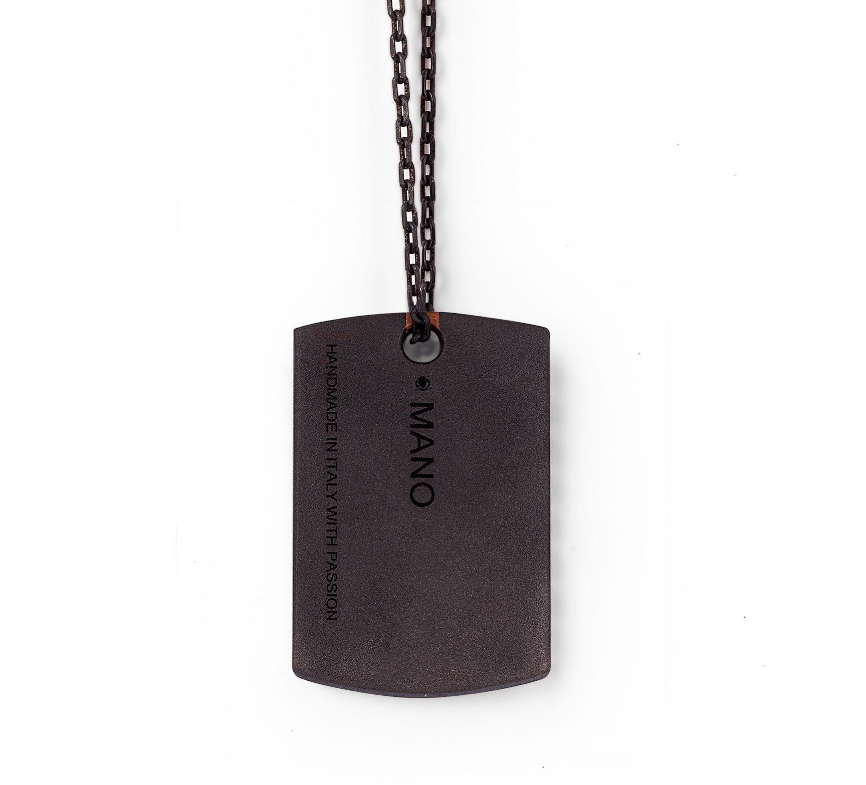 Necklace UOMO with TARGHETTA IN Titanium, Rose gold 18 KT, 30 Diamonds BLACK, Rose gold 9 KT and CATENA.