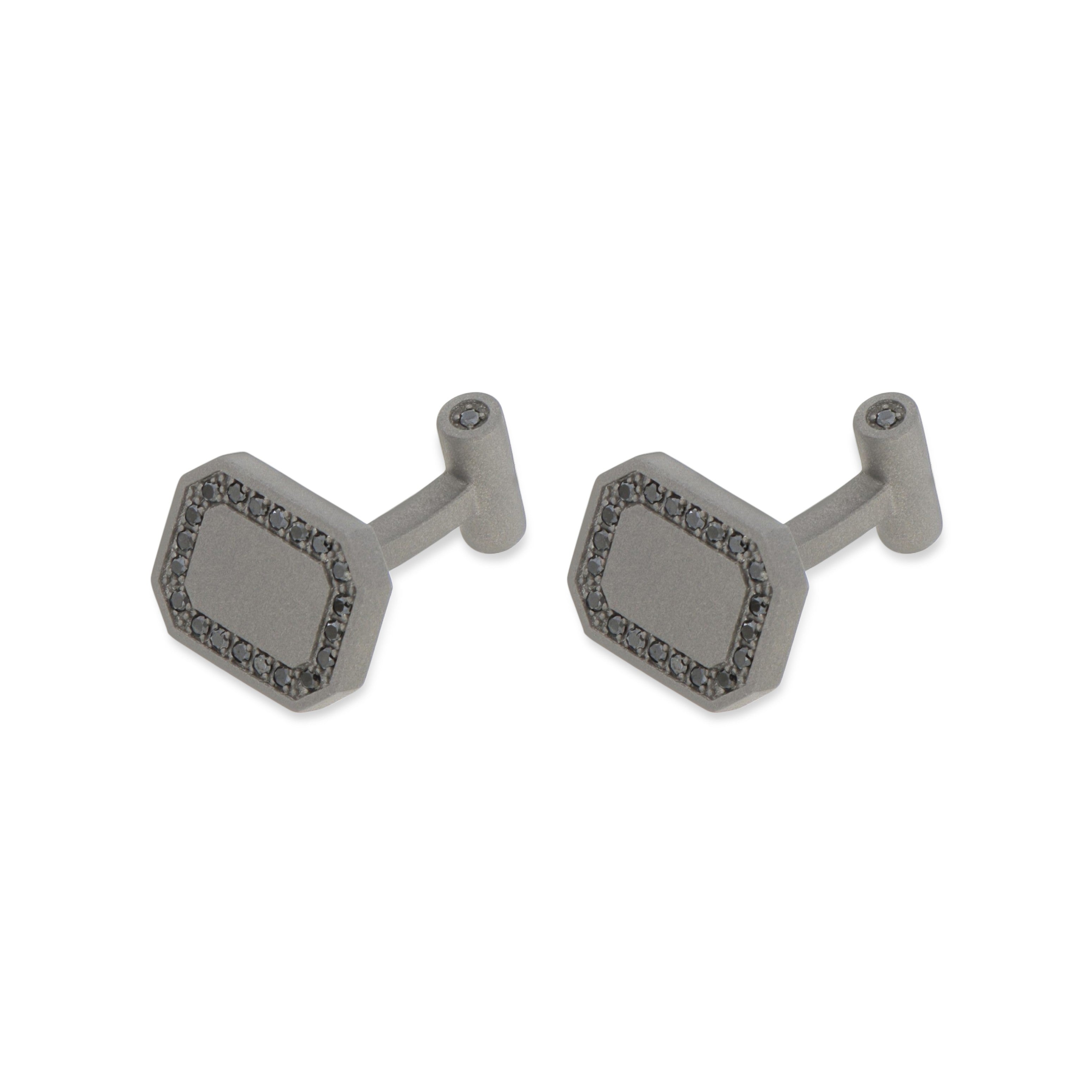 GEMELLI IN TITANIO E DIAMANTI BLACK