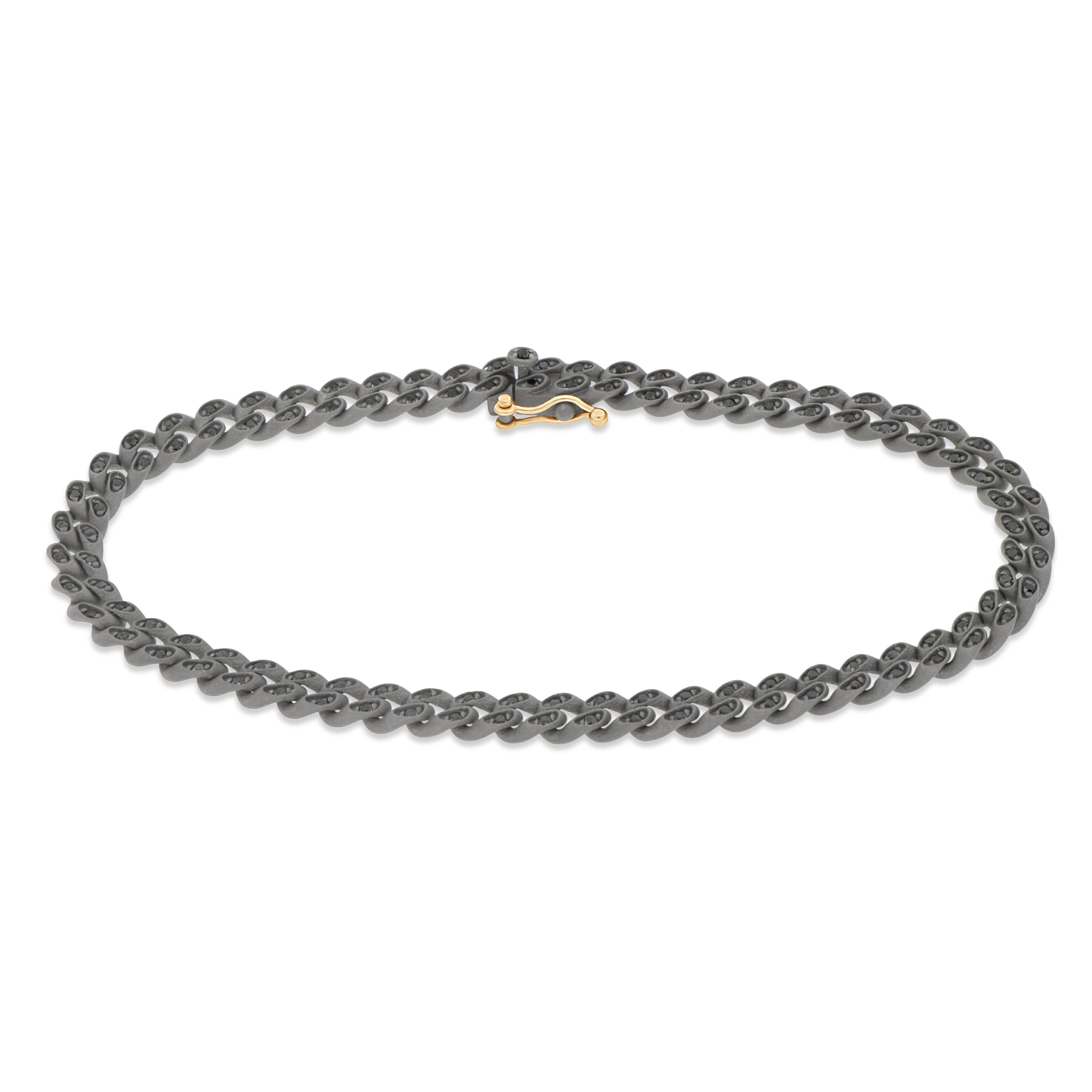 Bracelet GROUMETTE MINI IN Titanium, Diamonds BLACK and Rose gold 18KT