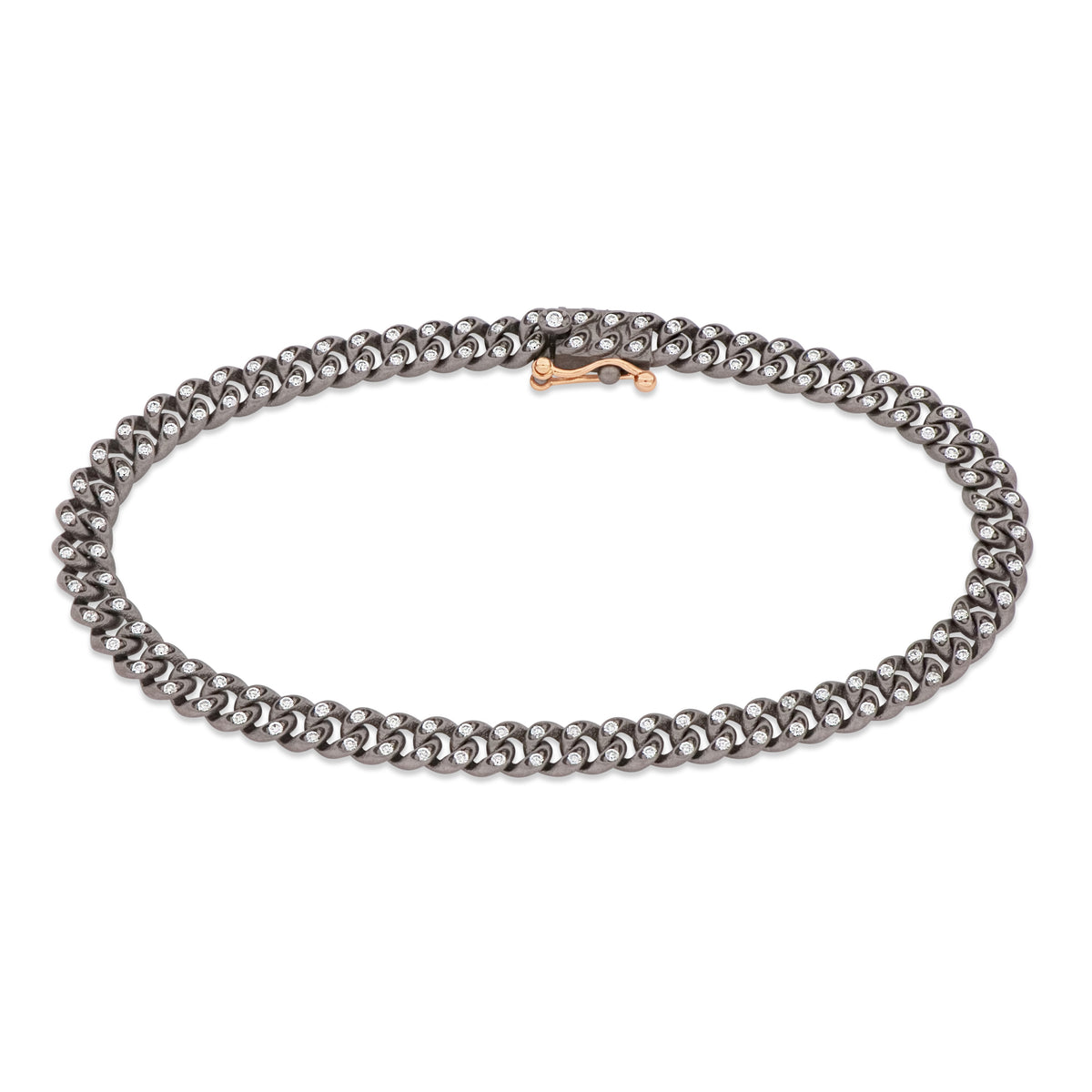 BRACCIALE GROUMETTE MINI IN TITANIO, DIAMANTI WHITE E ORO ROSSO 18KT