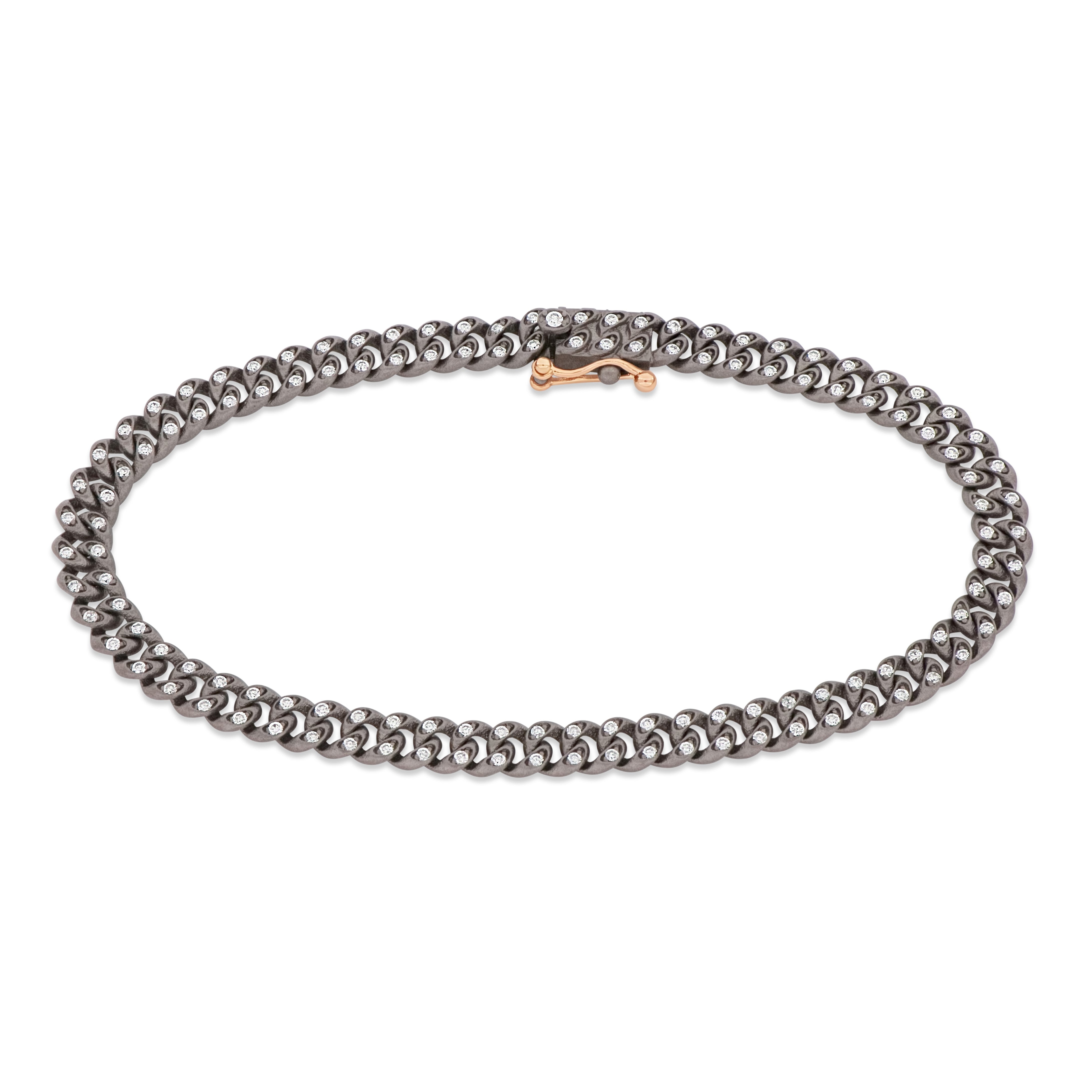 BRACCIALE GROUMETTE MINI IN TITANIO, DIAMANTI WHITE E ORO ROSSO 18KT