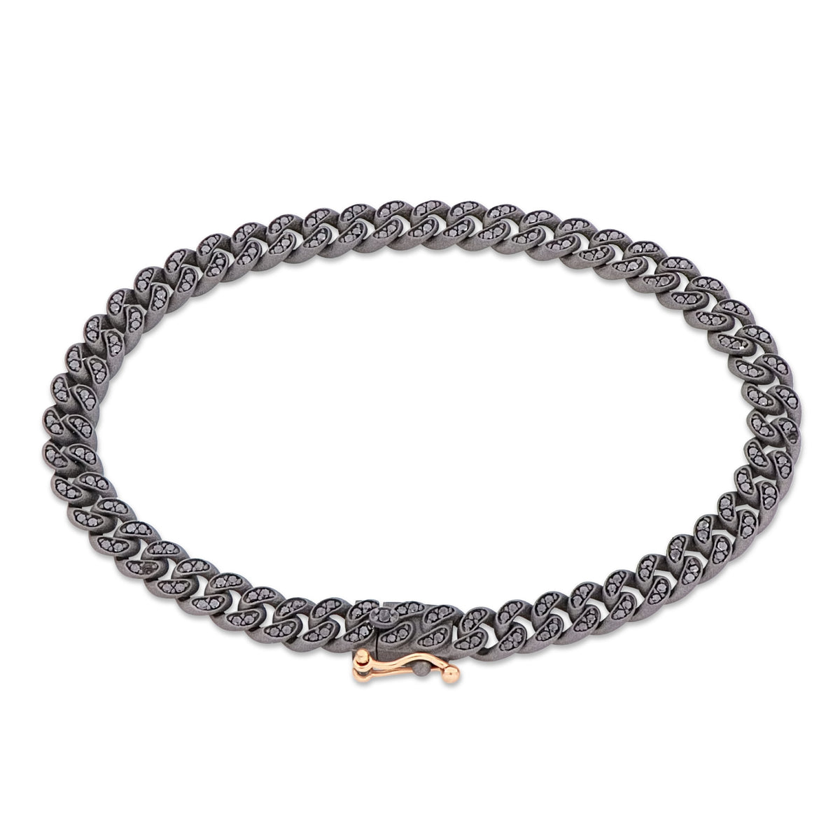 BRACCIALE GROUMETTE IN TITANIO, DIAMANTI BLACK E ORO ROSSO 18 KT