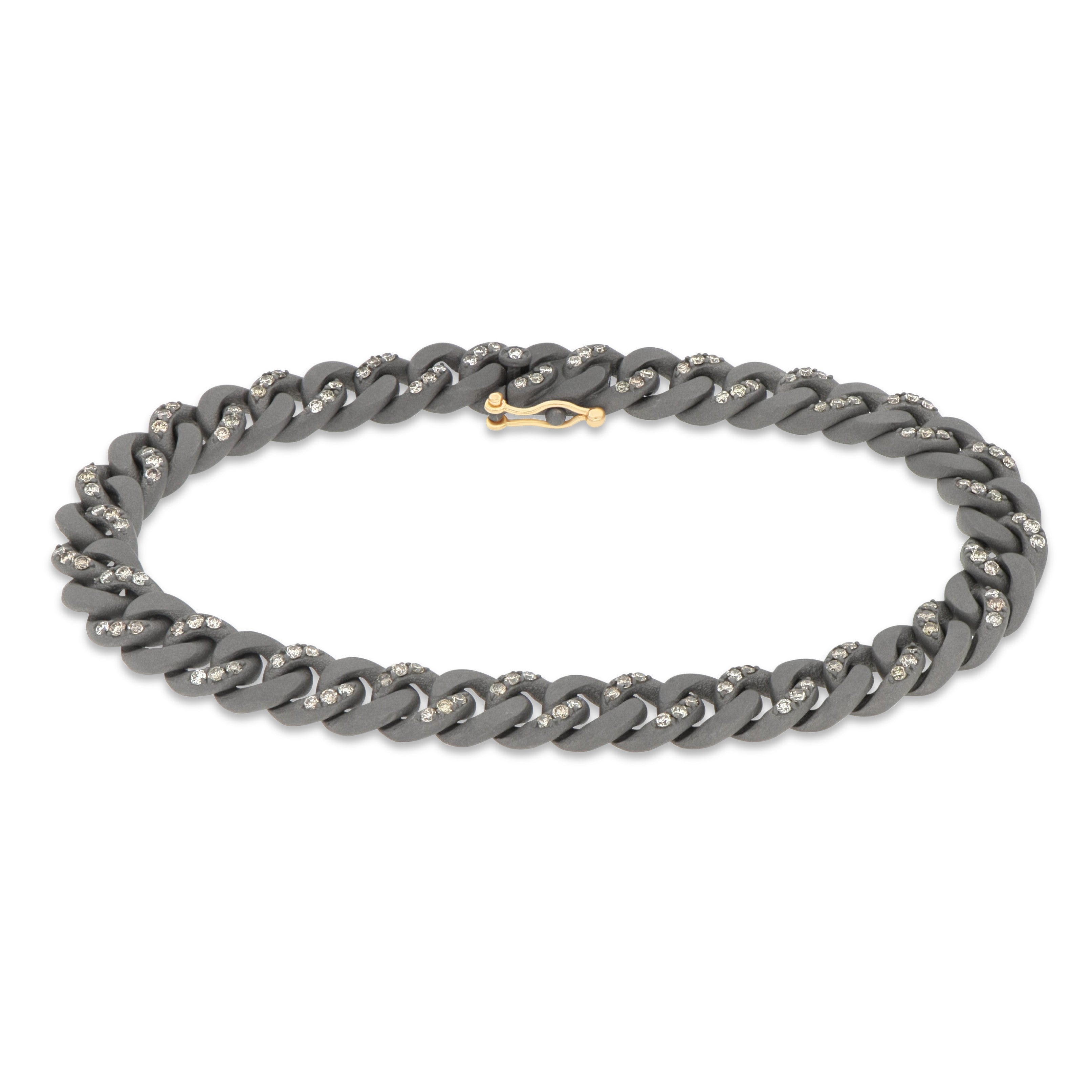 Bracelet GROUMETTE ALTERNATO IN Titanium with Diamonds BROWN and Gold 18 KT