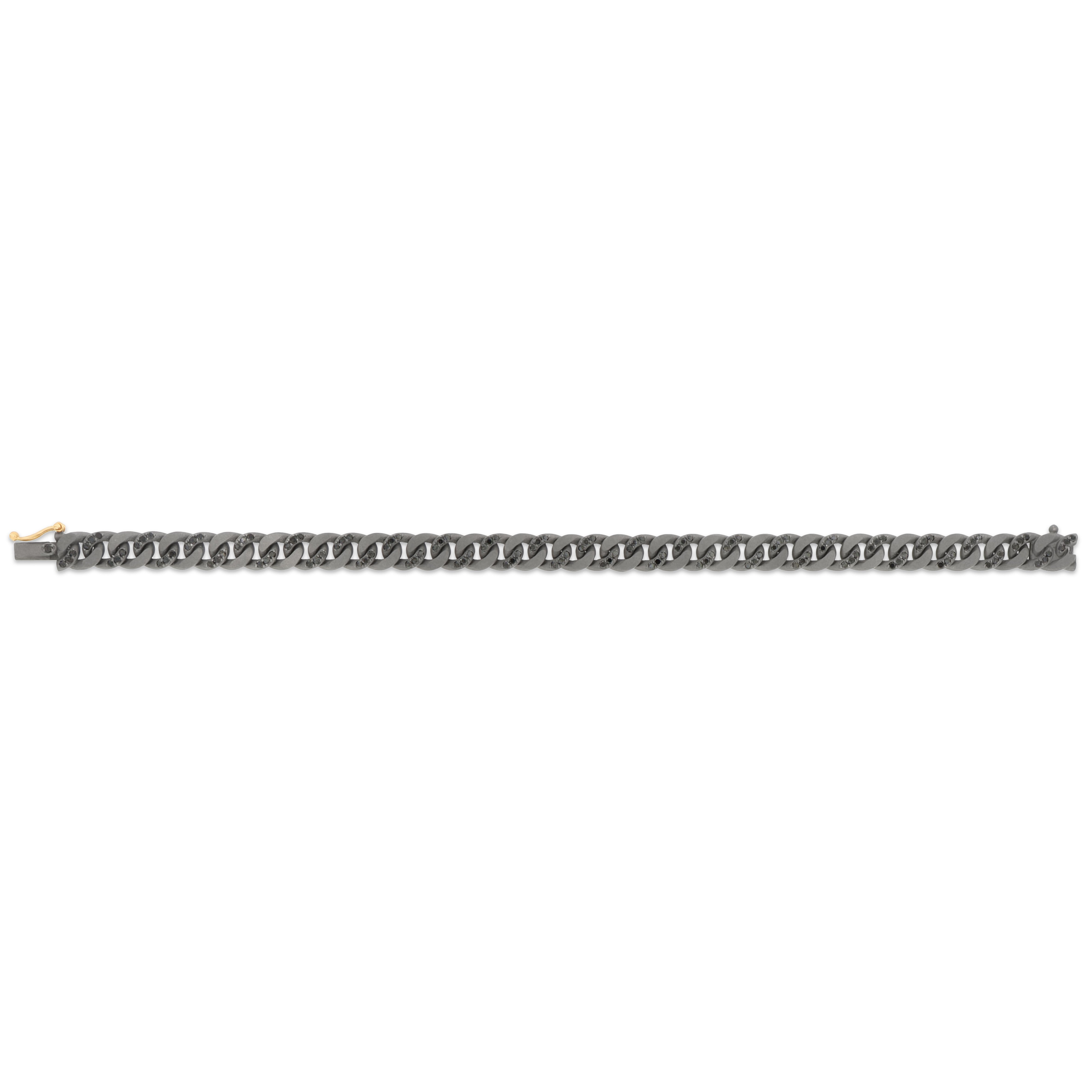 Bracelet GROUMETTE ALTERNATO IN Titanium with Diamonds BLACK and Gold 18 KT