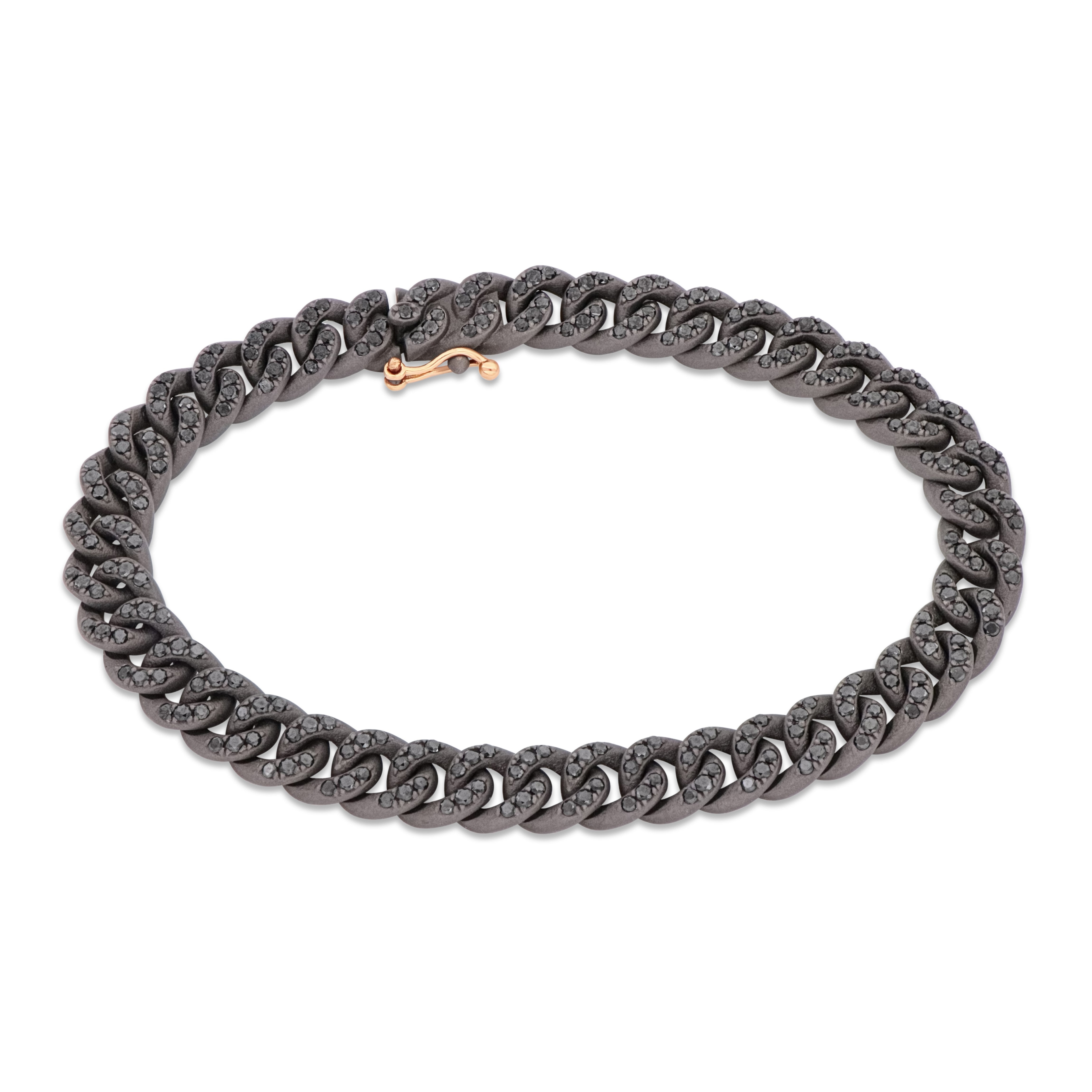 Bracelet GROUMETTE IN Titanium, Diamonds BLACK and Rose gold 18 KT